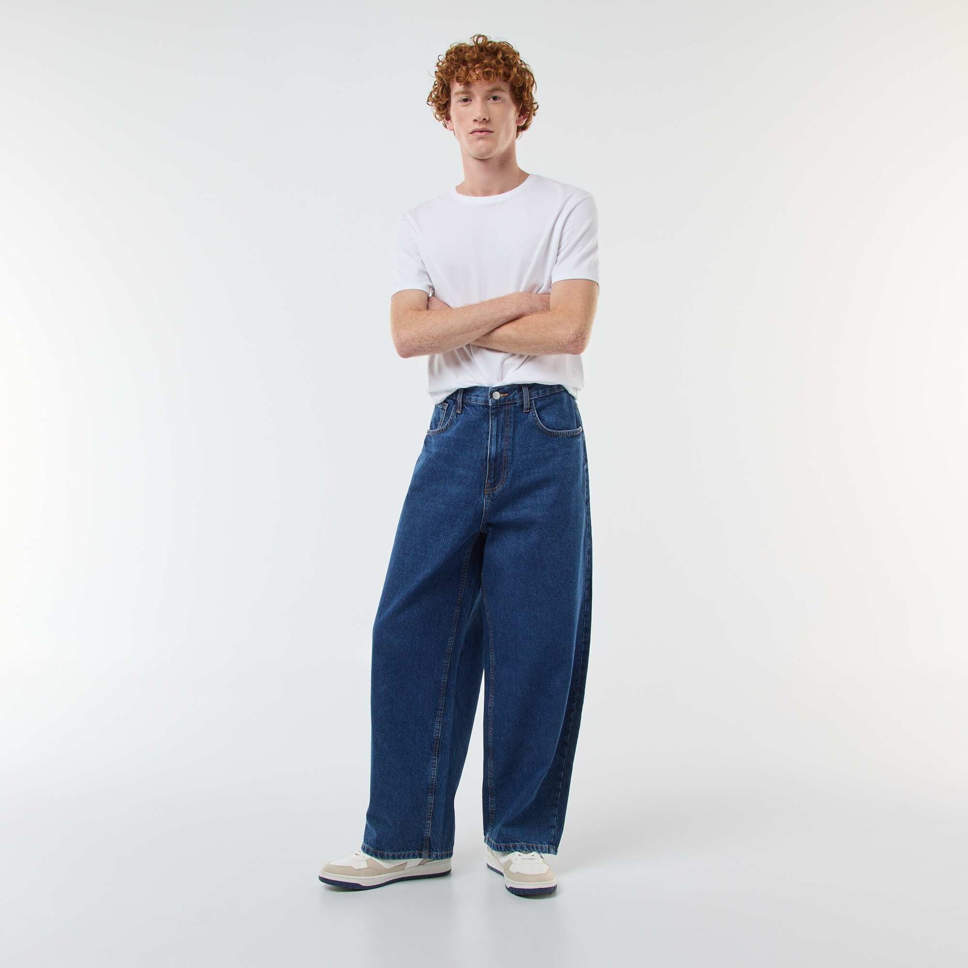 Baggy denim fit en coton BLEU