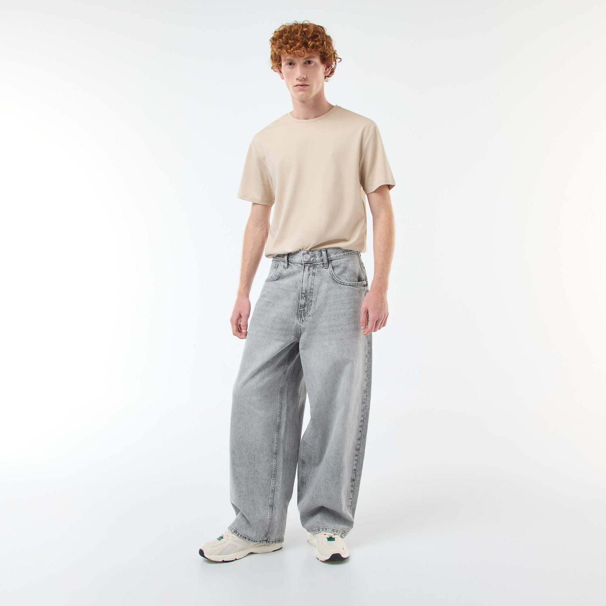 Baggy denim fit en coton GRIS