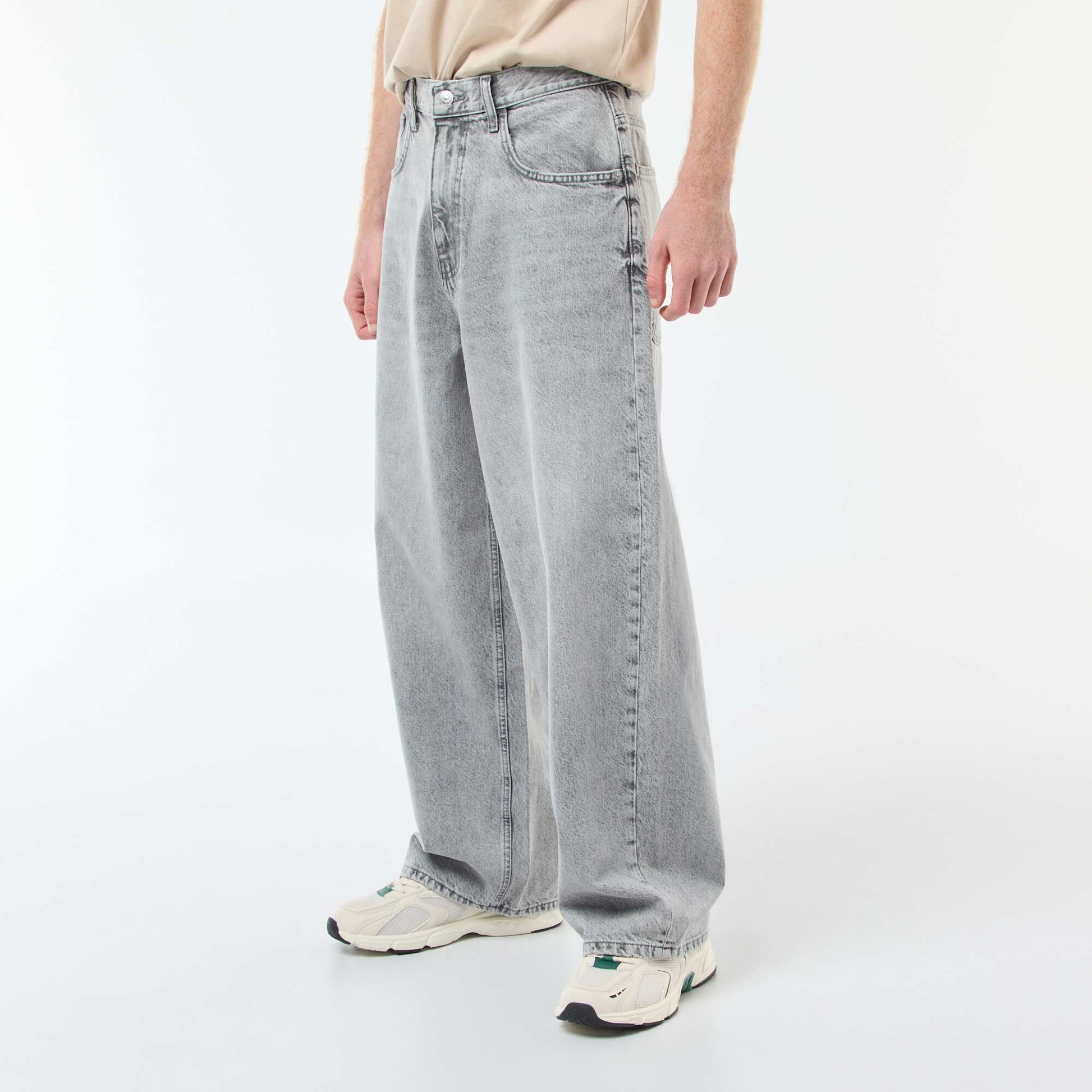 Baggy denim fit en coton GRIS