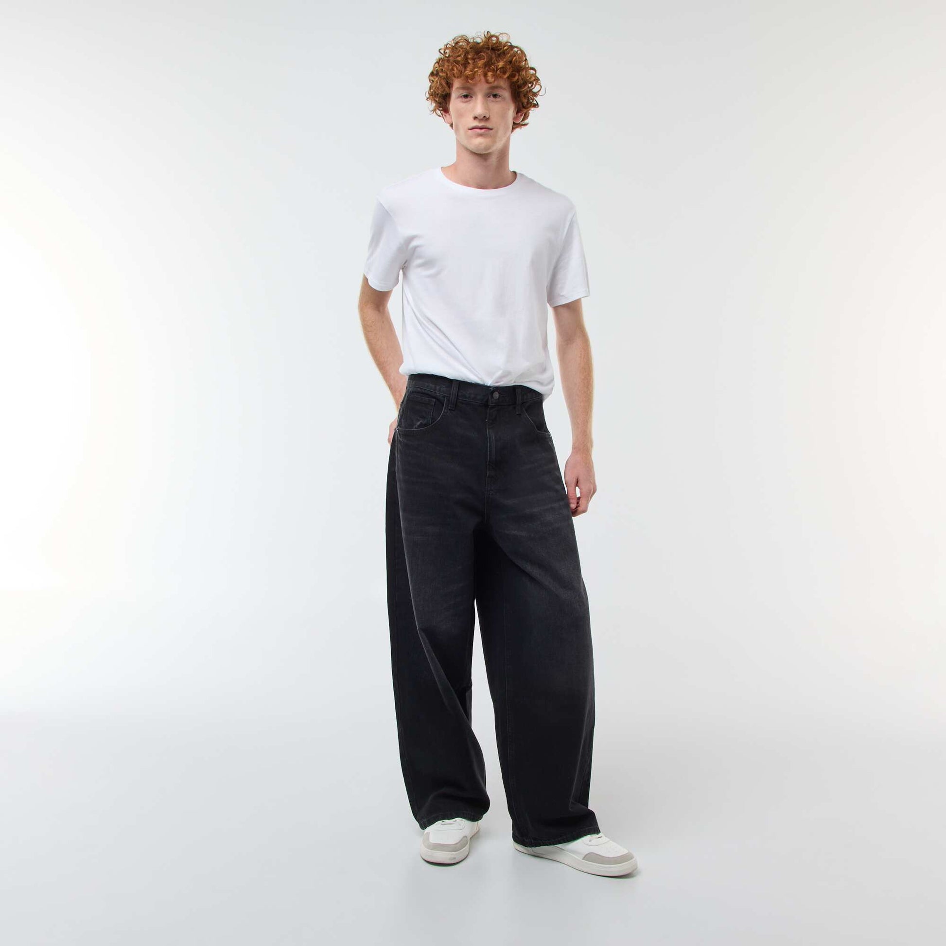 Baggy denim fit en coton NOIR