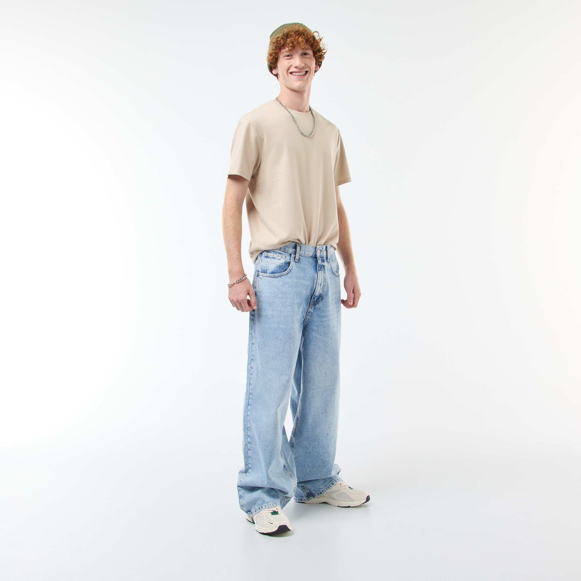 Baggy denim fit en coton BLEU