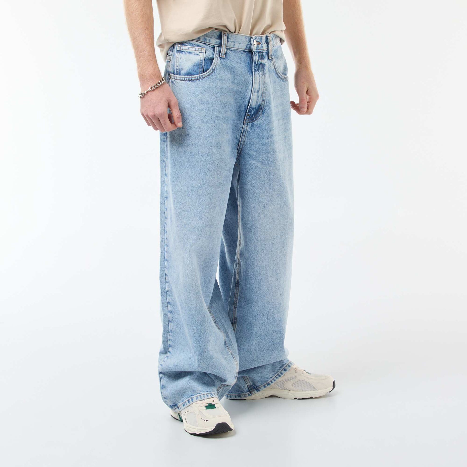 Baggy denim fit en coton BLEU