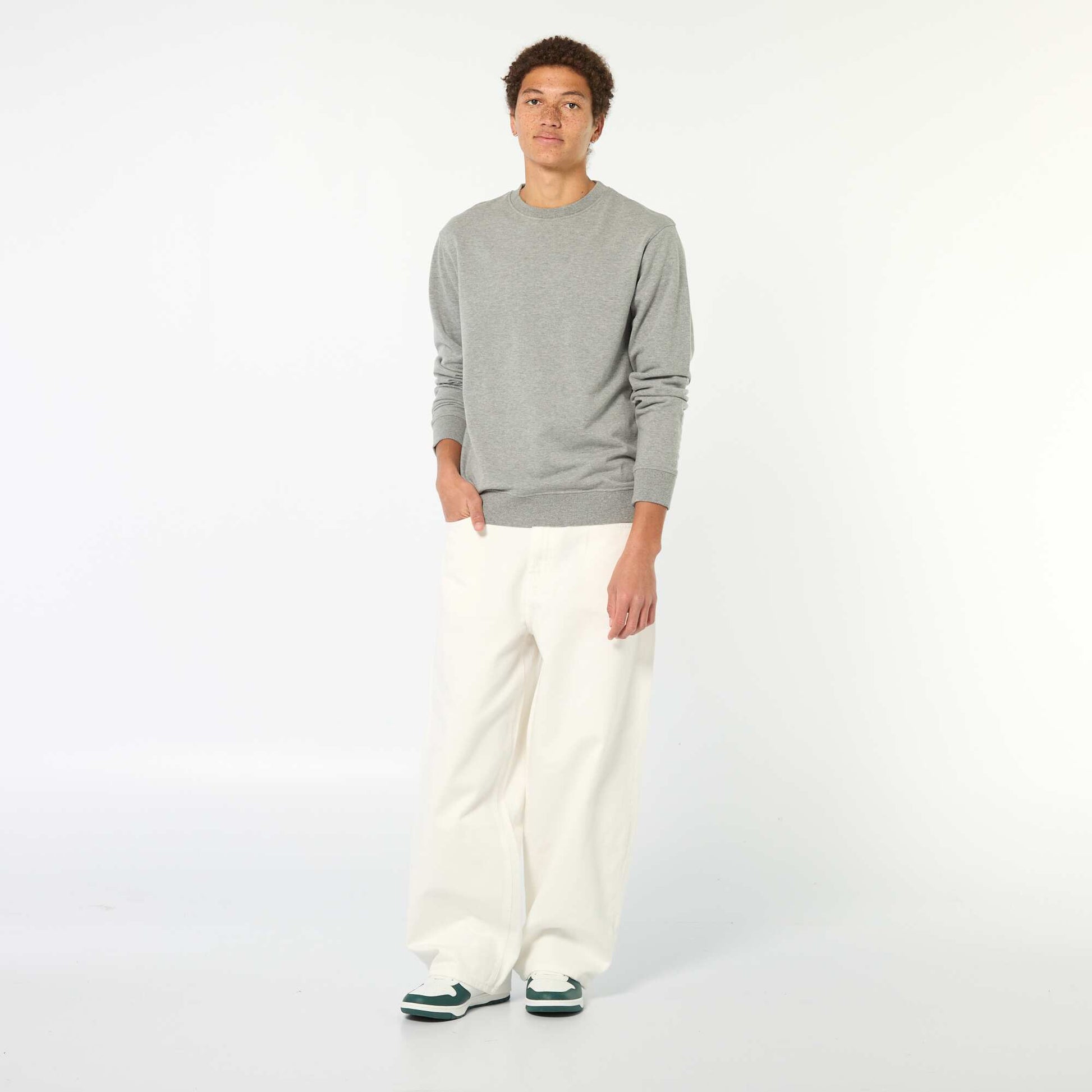 Baggy denim fit en coton BLANC