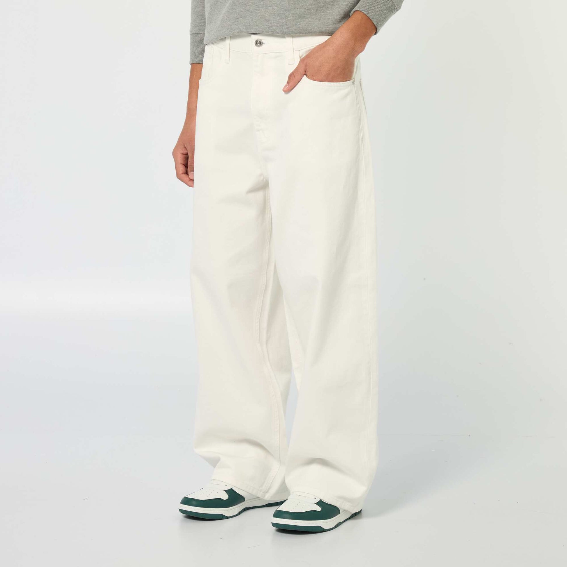 Baggy denim fit en coton BLANC