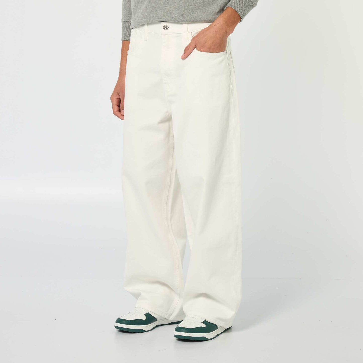 Baggy denim fit en coton BLANC