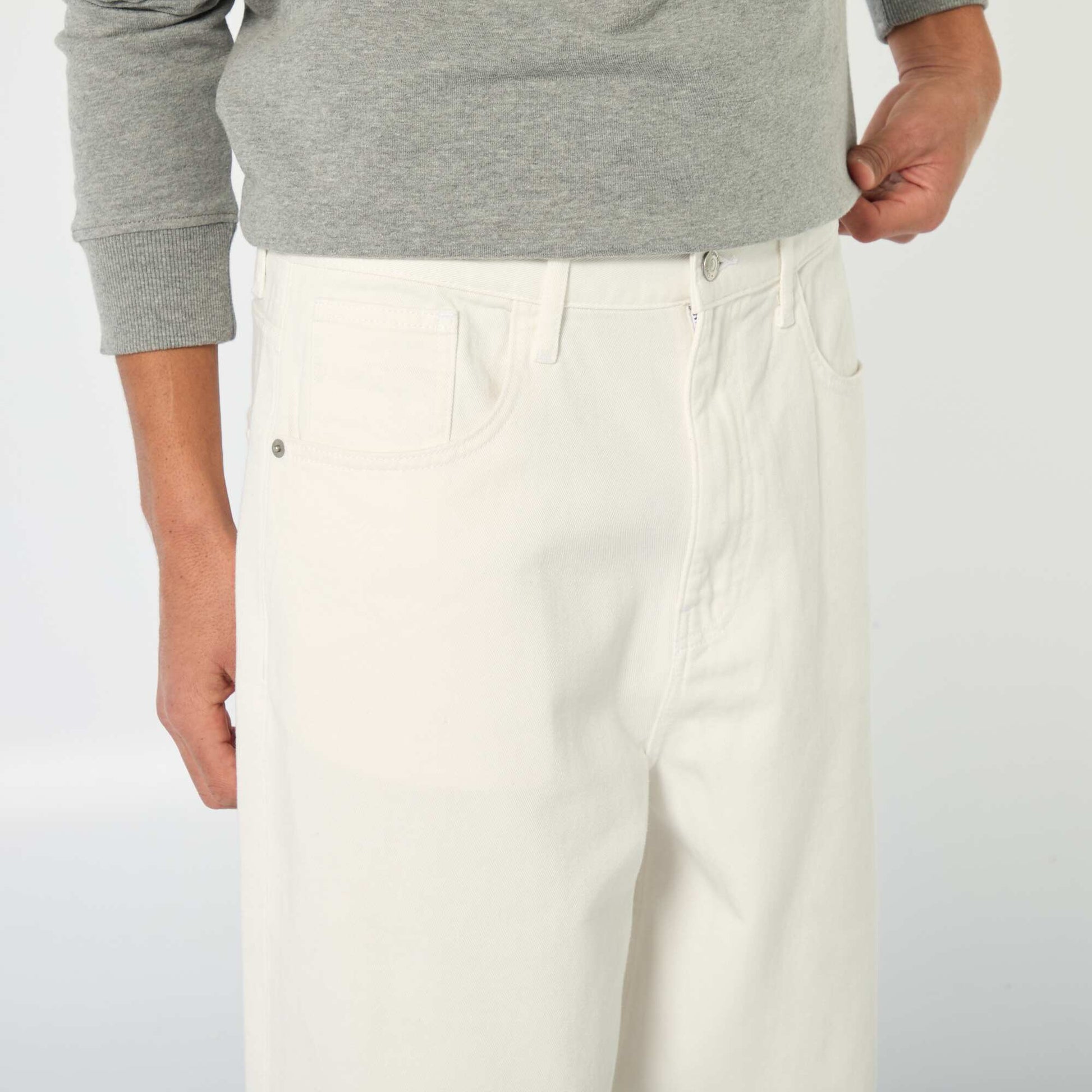 Baggy denim fit en coton BLANC