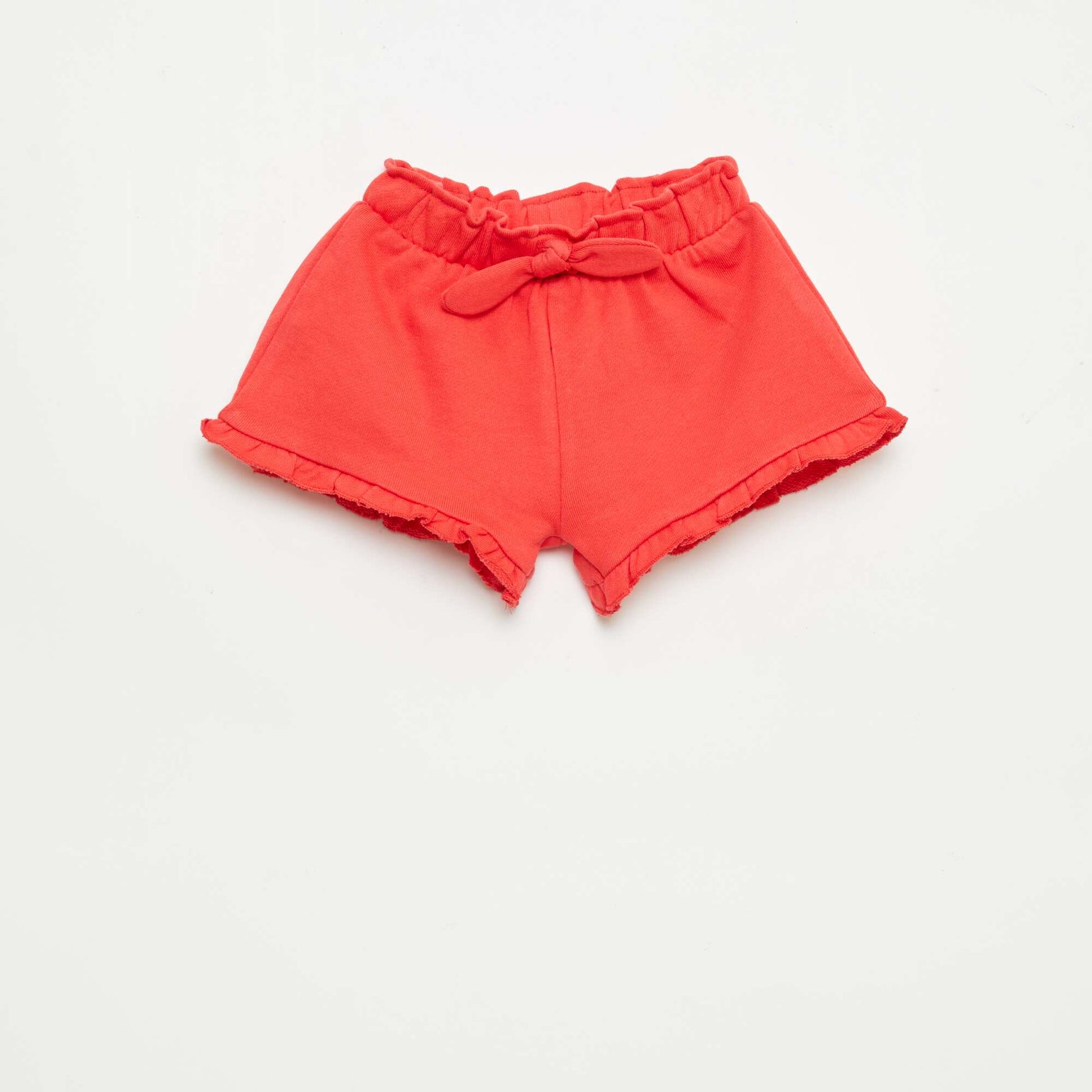 Short volanté avec nœud à la taille ROUGE
