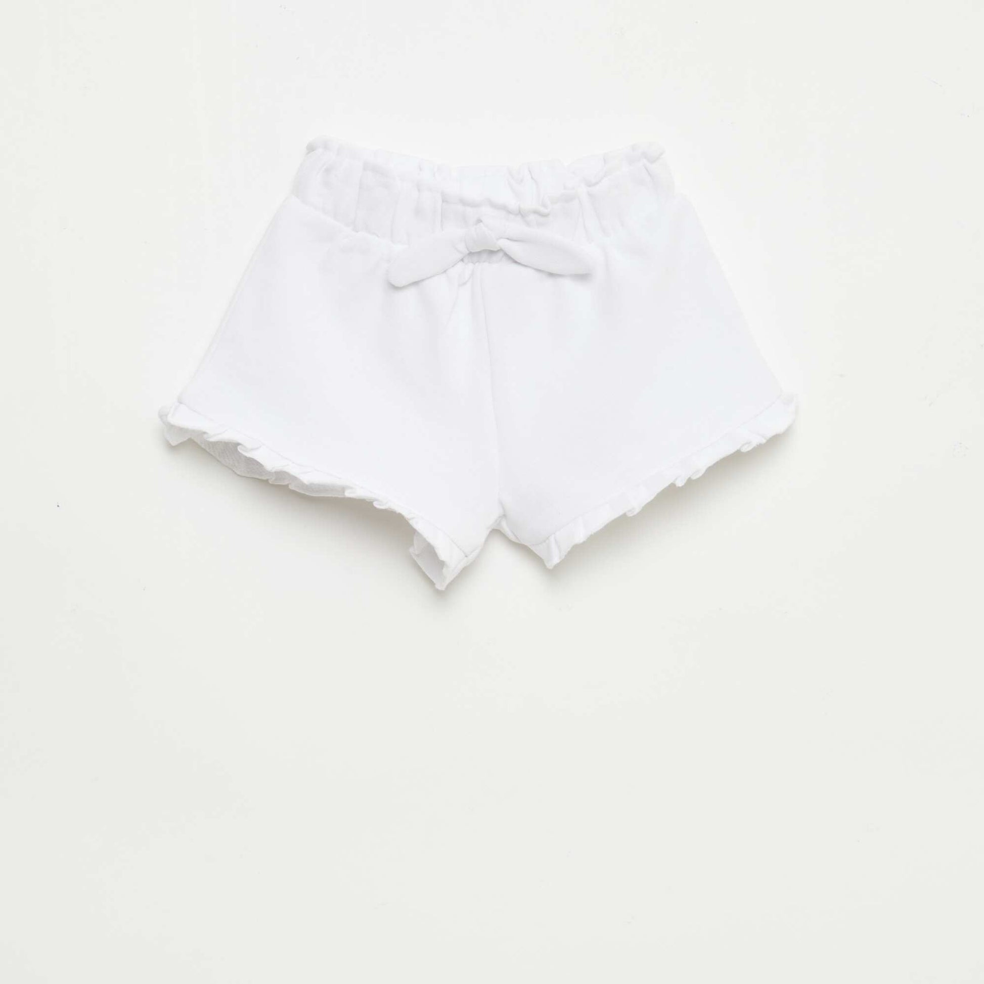 Short volanté avec nœud à la taille BLANC