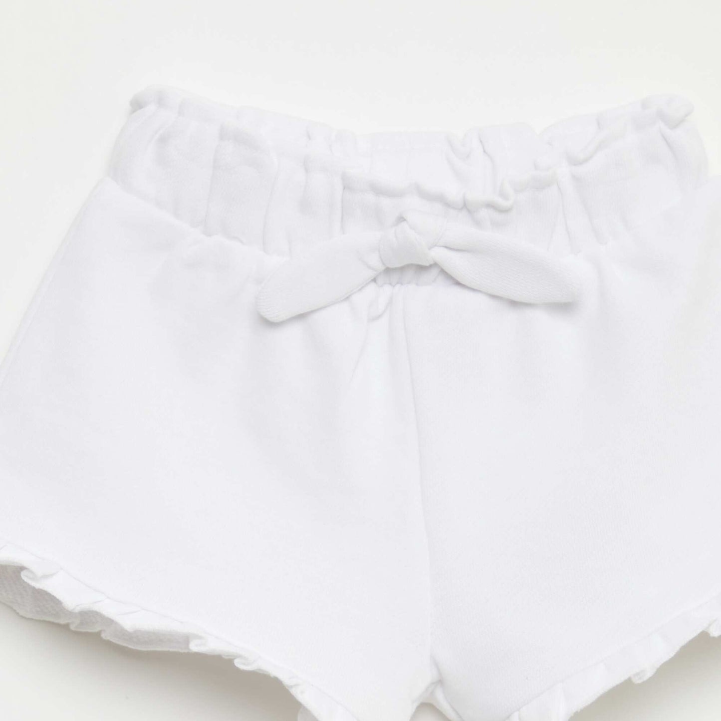 Short volanté avec nœud à la taille BLANC