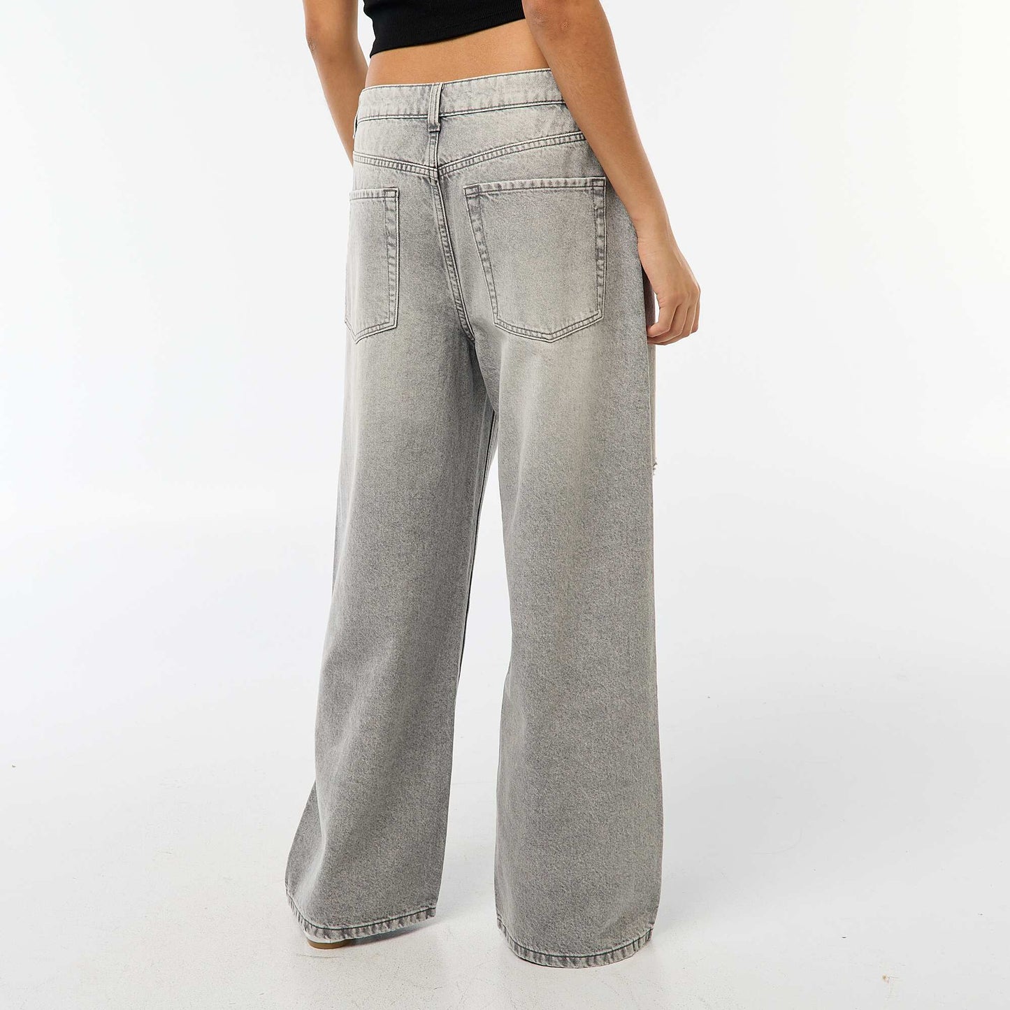 Pantalon baggy taille basse à 5 poches GRIS