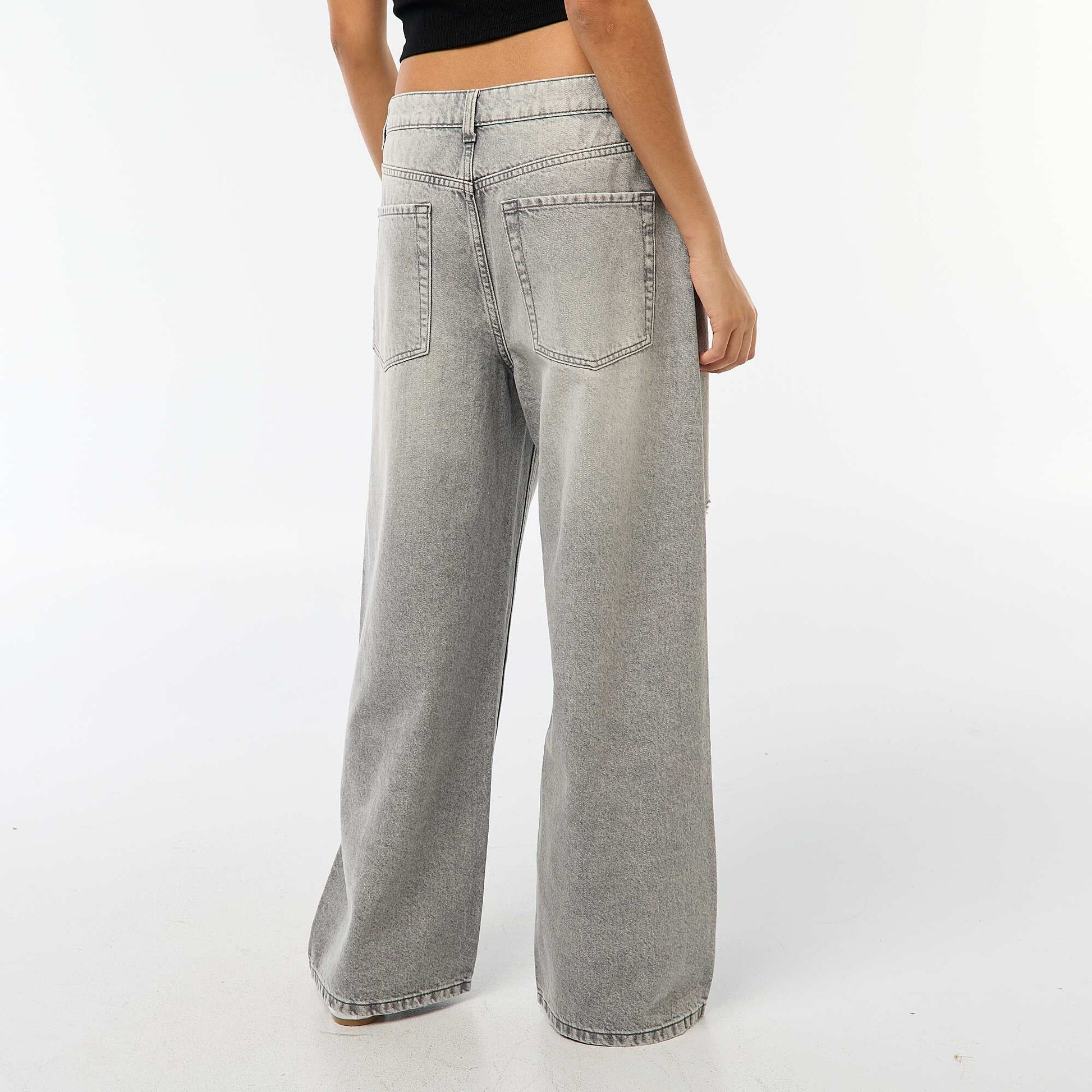 Pantalon baggy taille basse à 5 poches GRIS