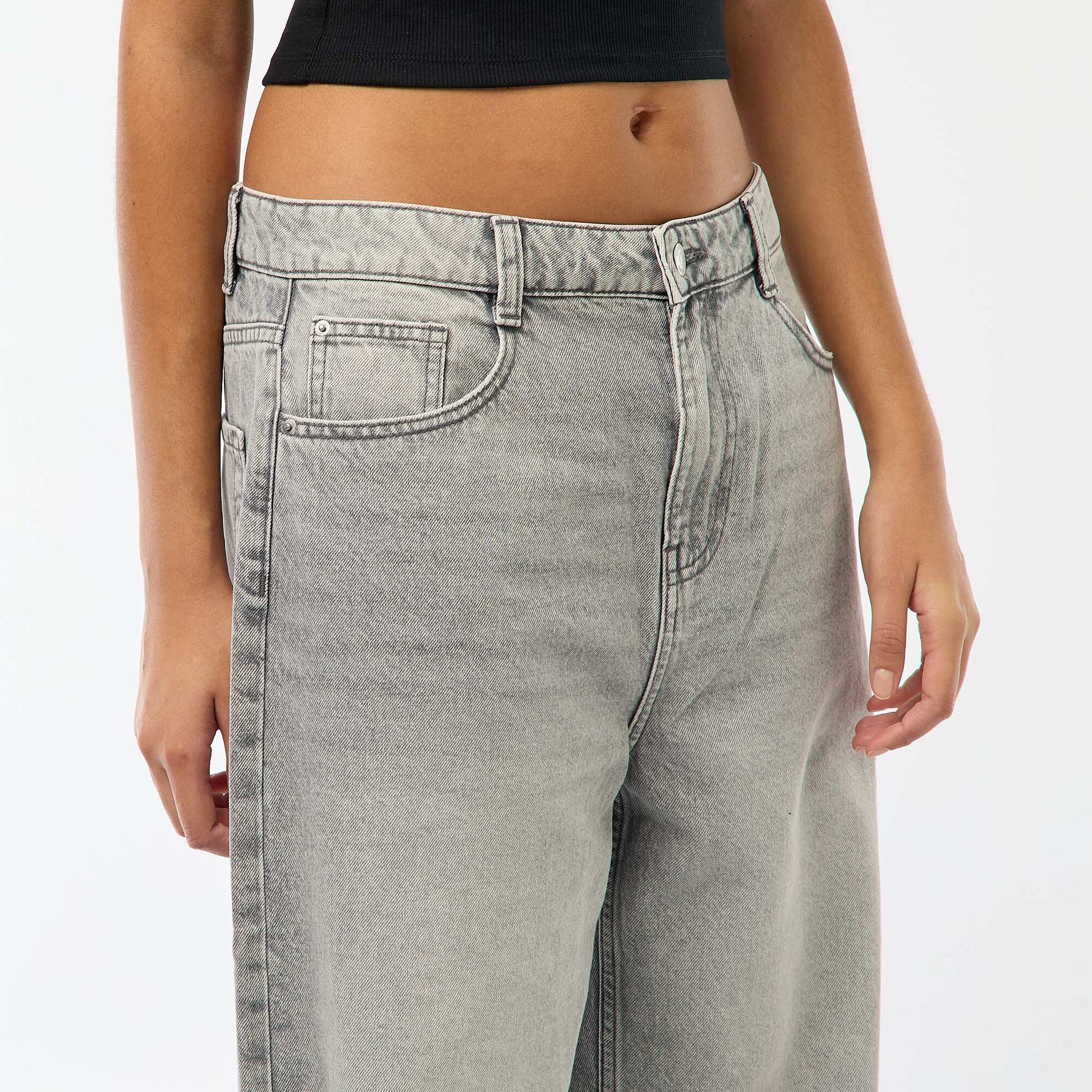 Pantalon baggy taille basse à 5 poches GRIS