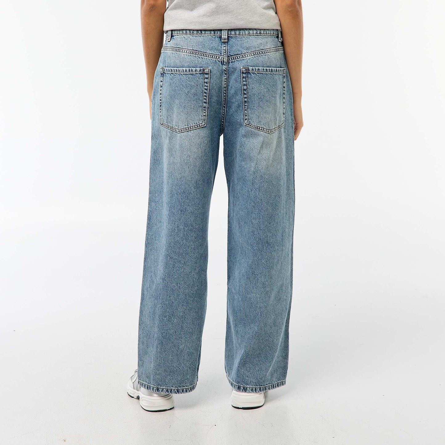 Pantalon baggy taille basse à 5 poches BLEU