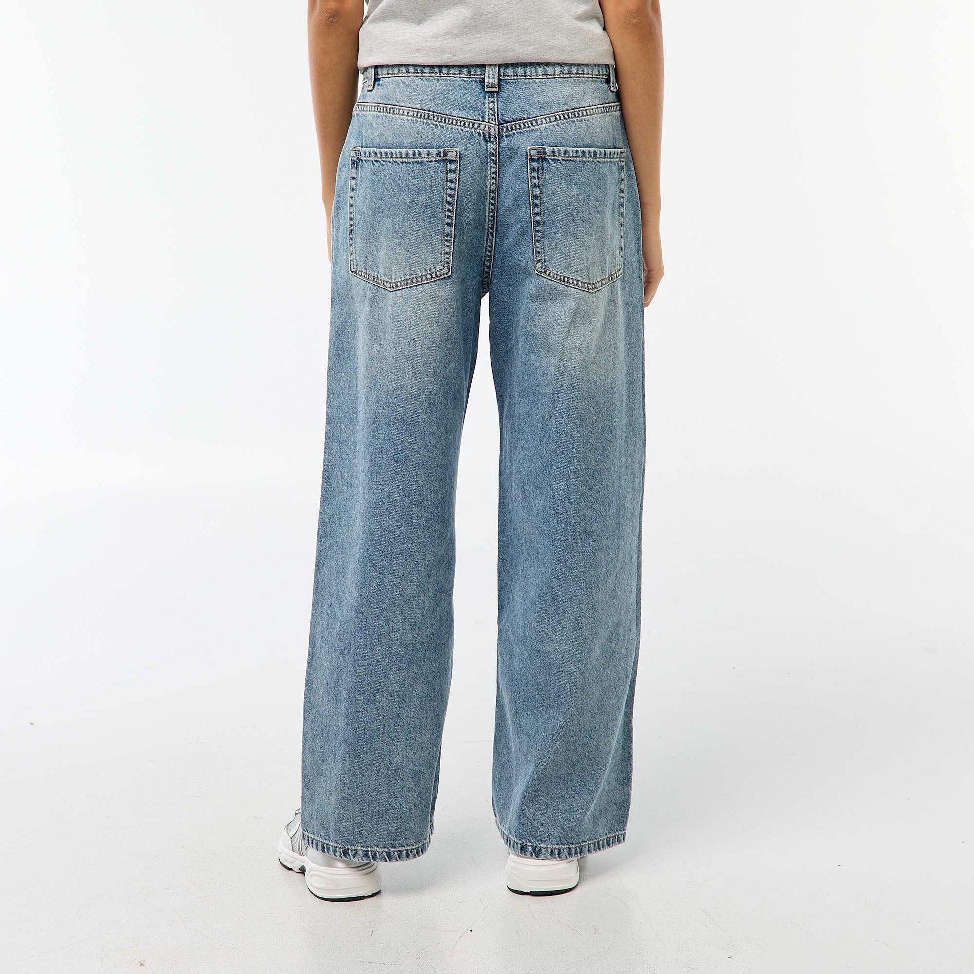 Pantalon baggy taille basse à 5 poches BLEU