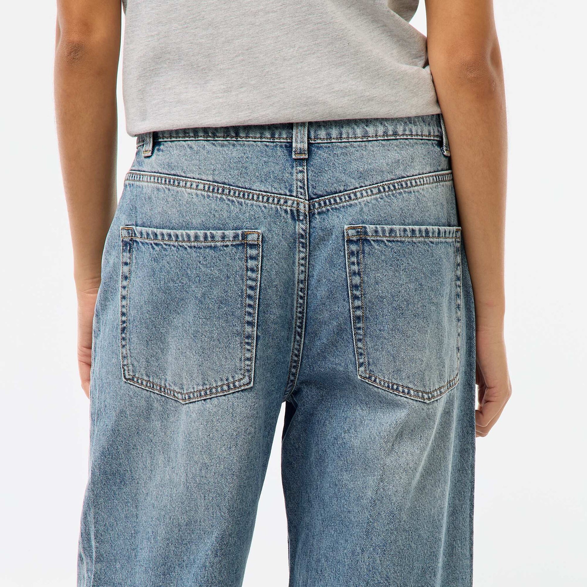 Pantalon baggy taille basse à 5 poches BLEU