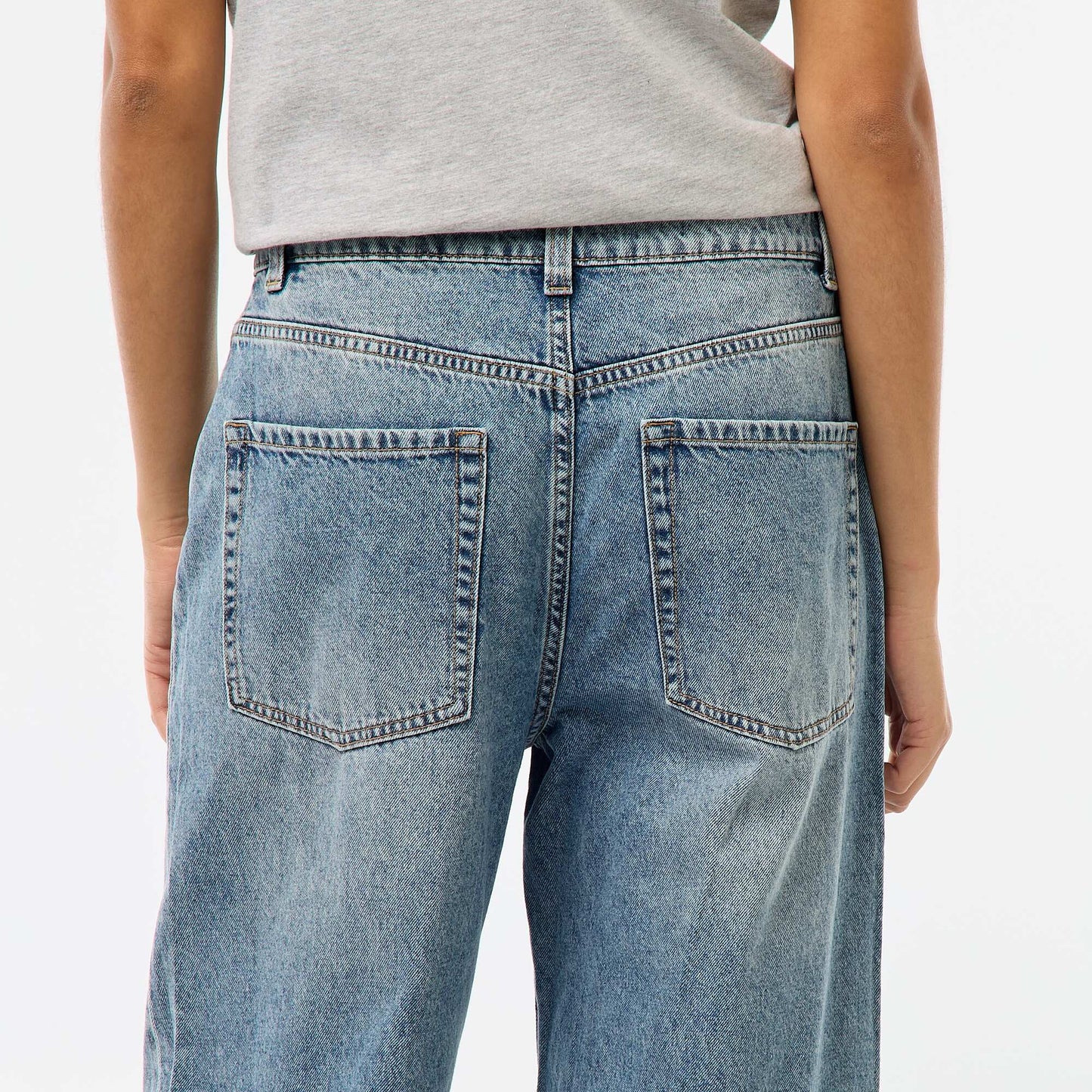 Pantalon baggy taille basse à 5 poches BLEU