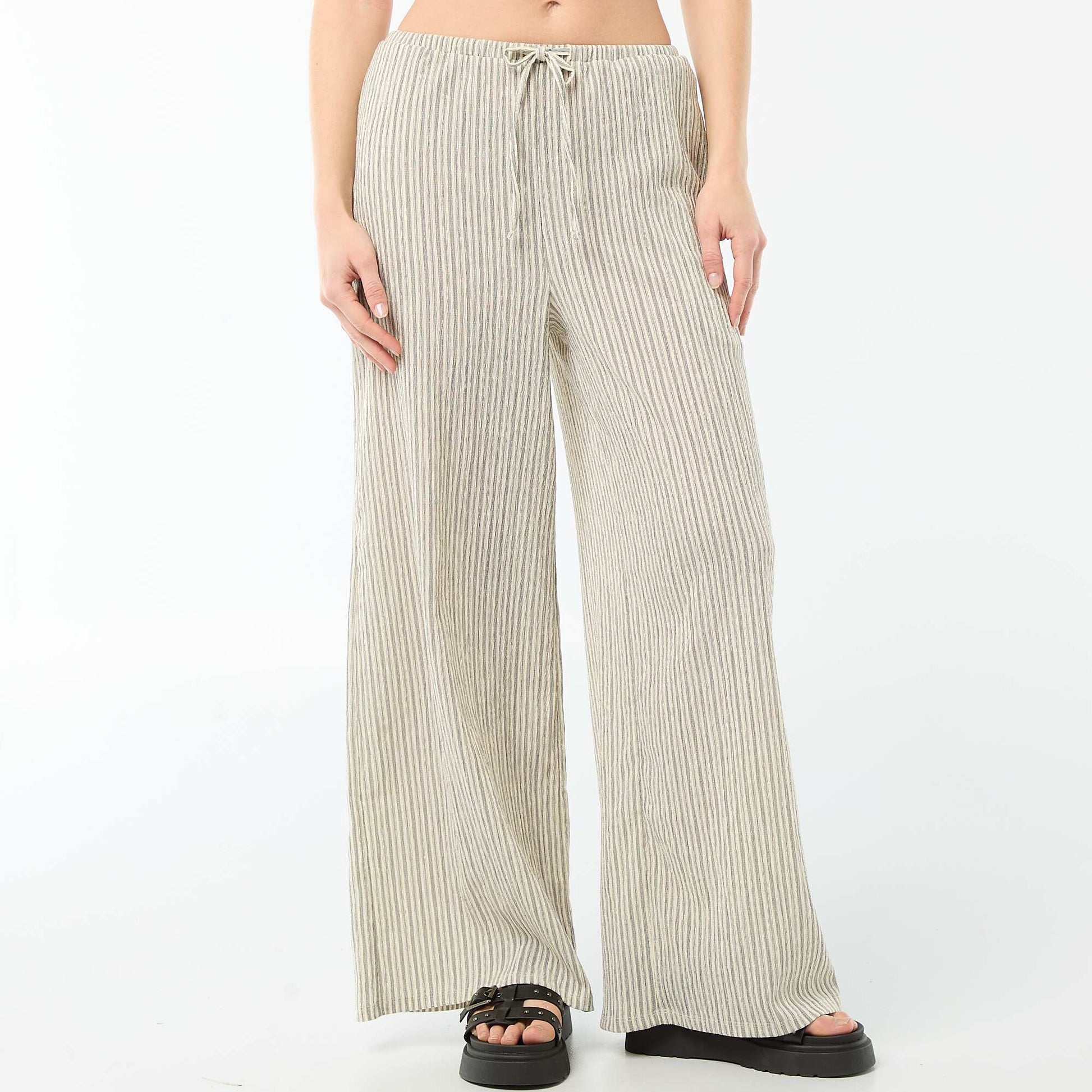 Pantalon large crêpé à 2 poches BLANC