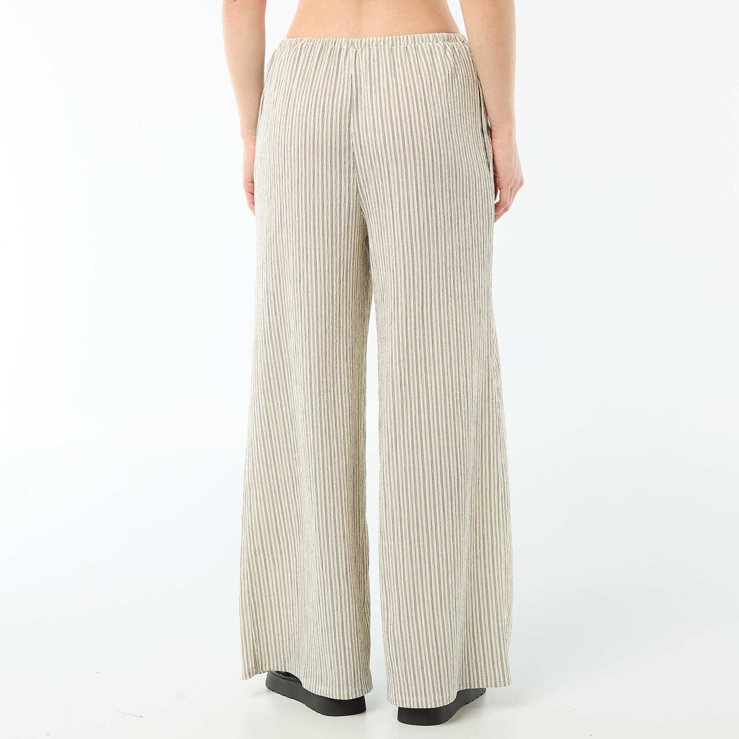 Pantalon large crêpé à 2 poches BLANC