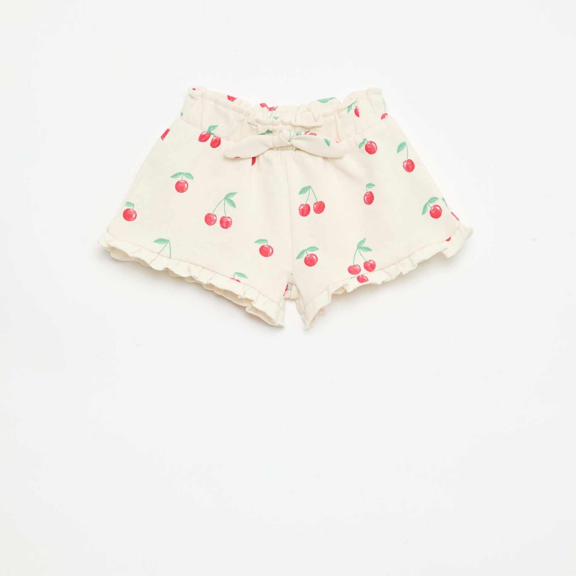 Short en molleton léger et volanté BLANC