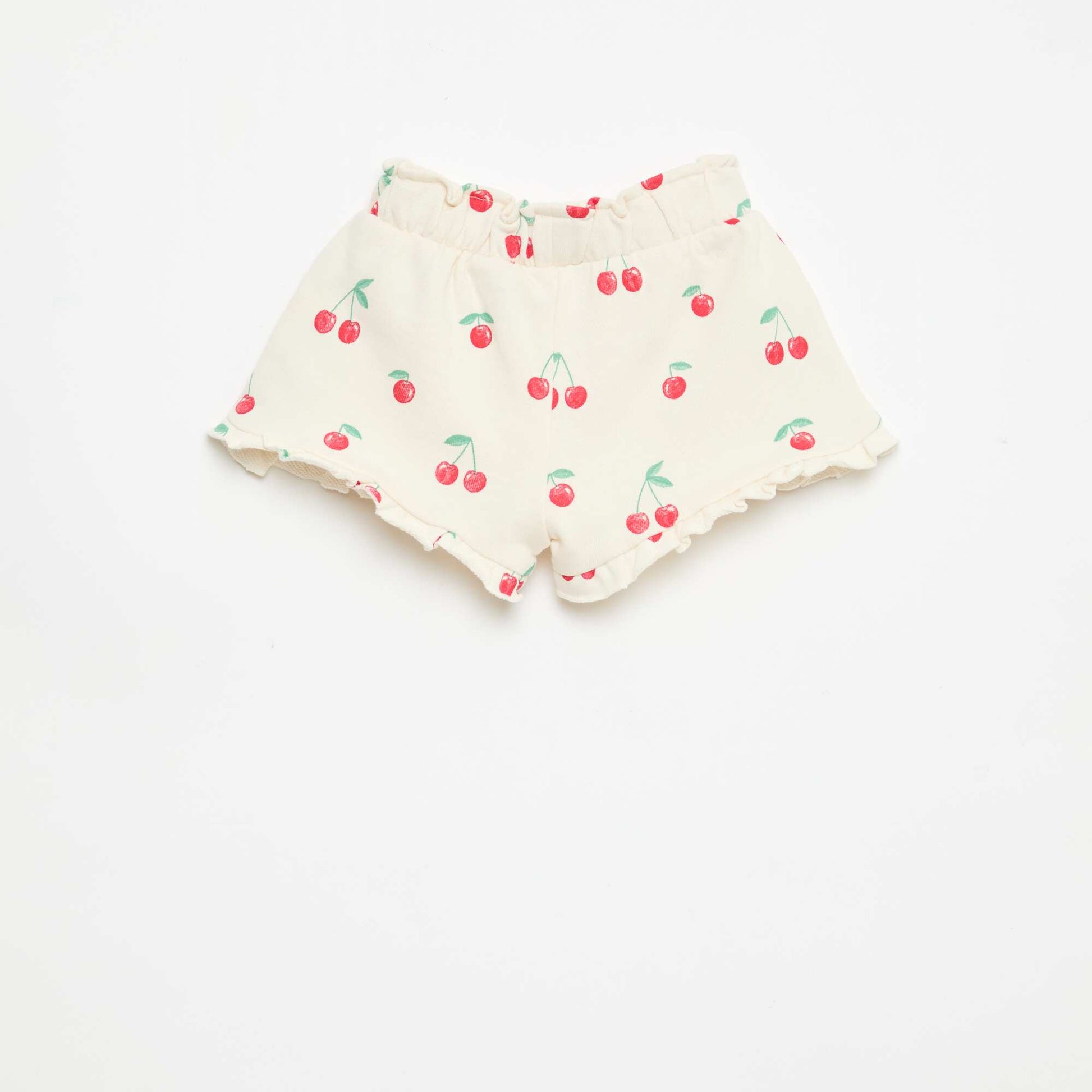 Short en molleton léger et volanté BLANC