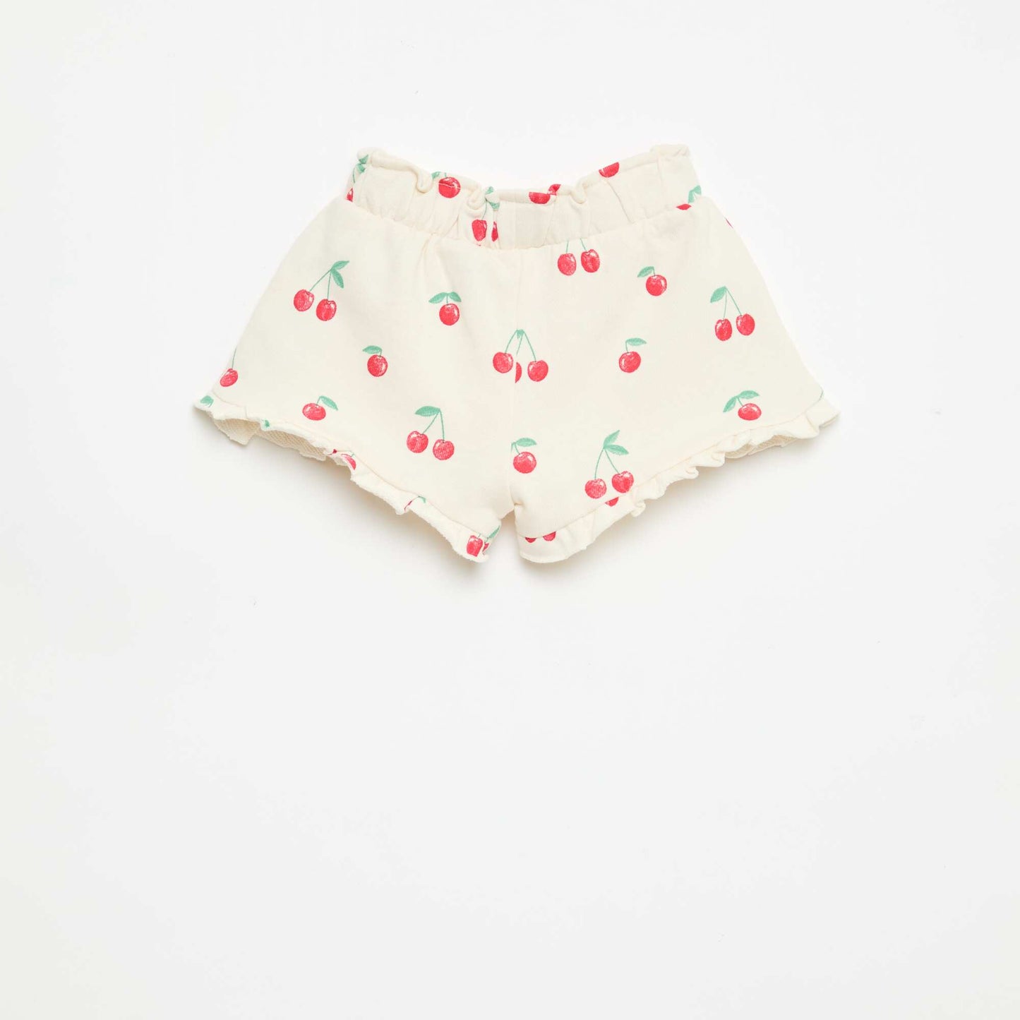 Short en molleton léger et volanté BLANC