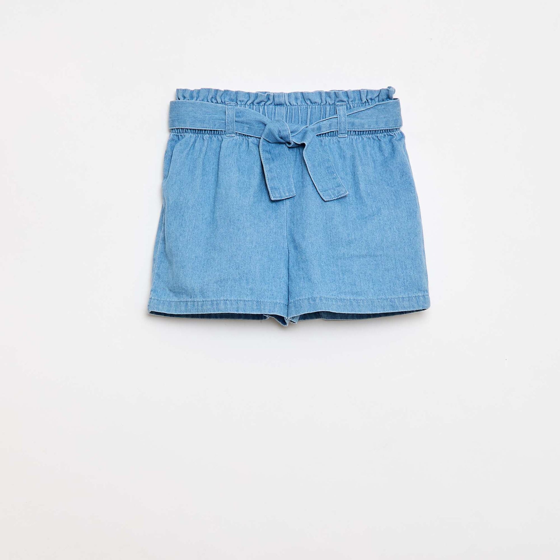 Short en denim léger avec ceinture amovible BLEU