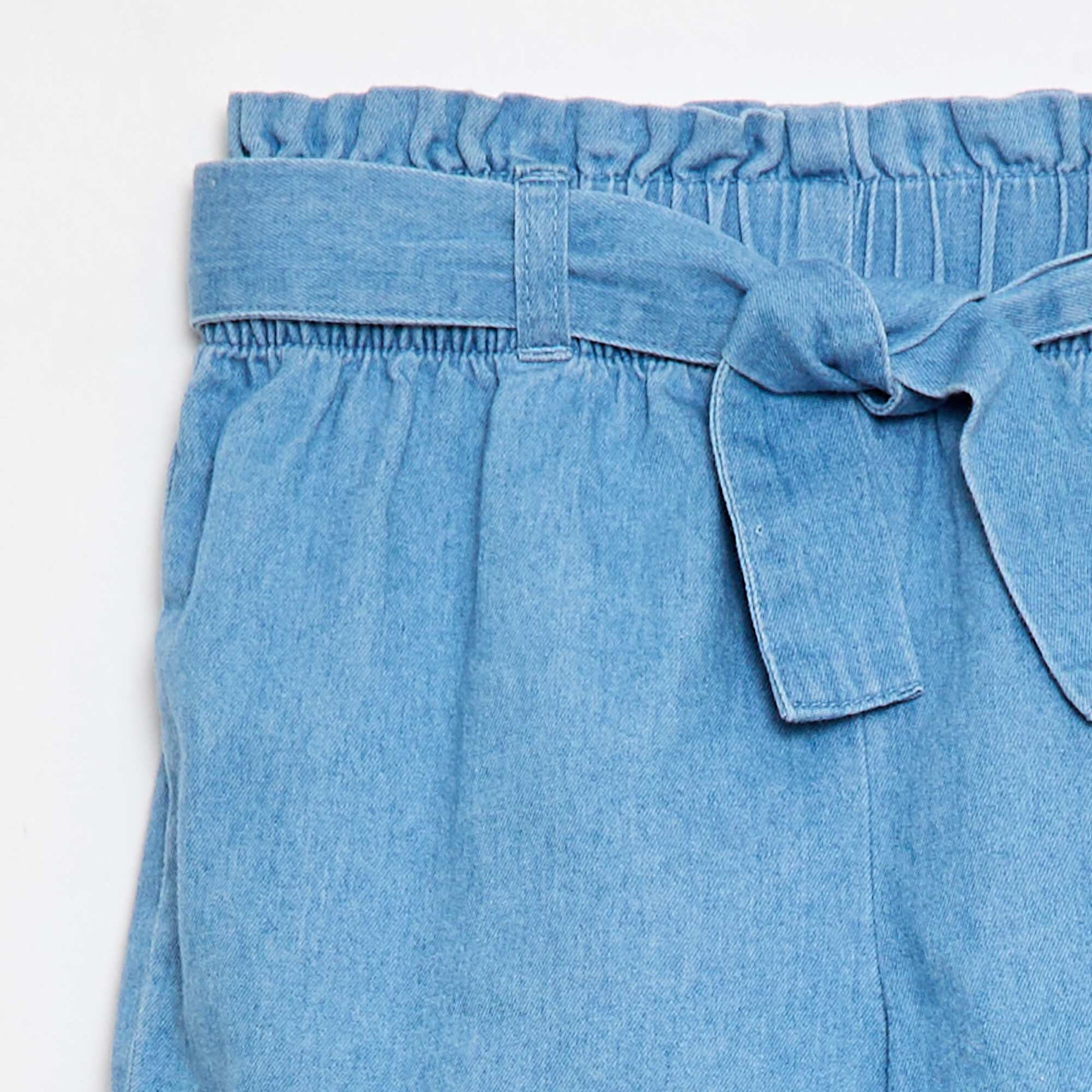 Short en denim léger avec ceinture amovible BLEU
