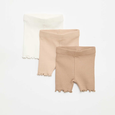 Lot de 3 cyclistes côtelés BEIGE