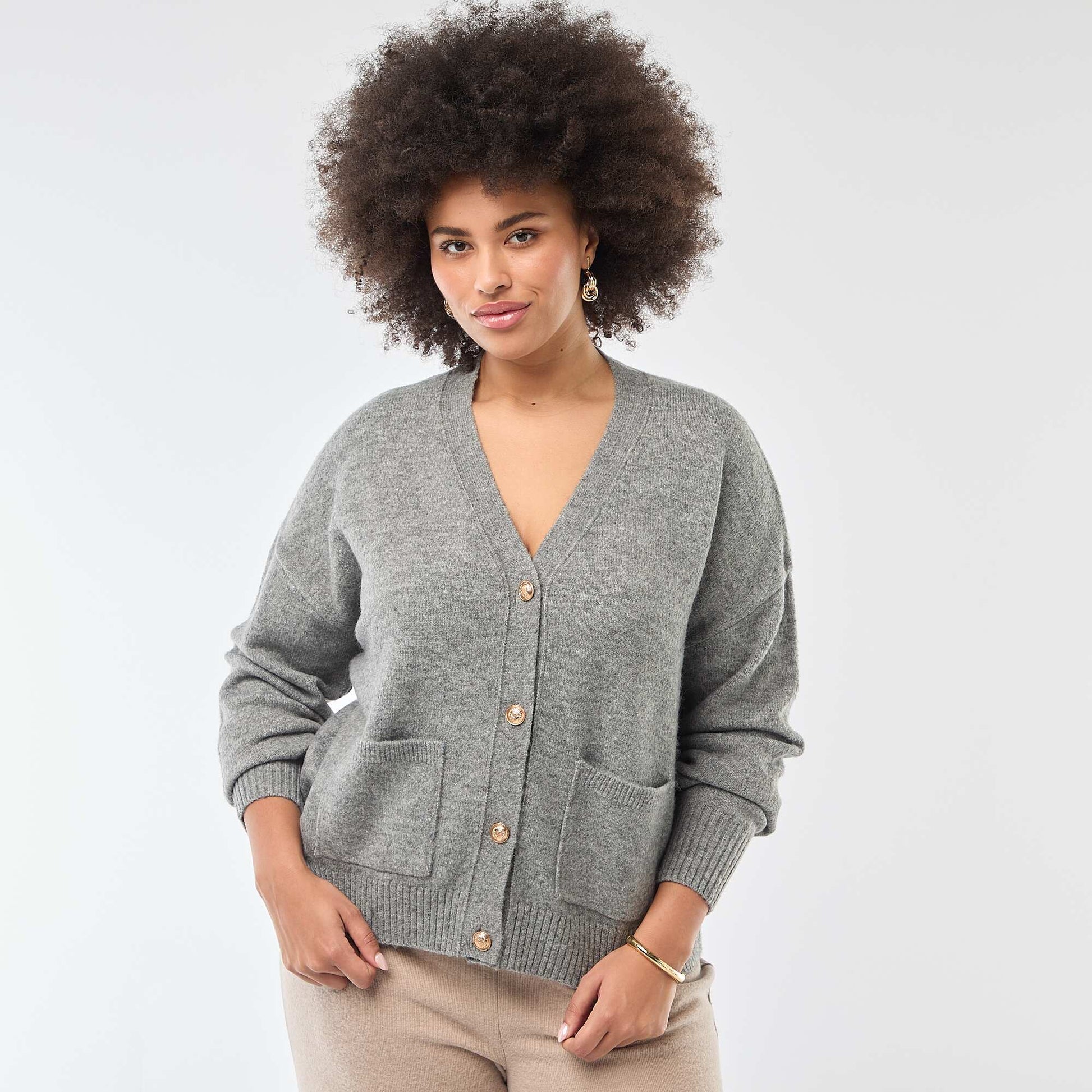 Gilet en maille grosse jauge GRIS