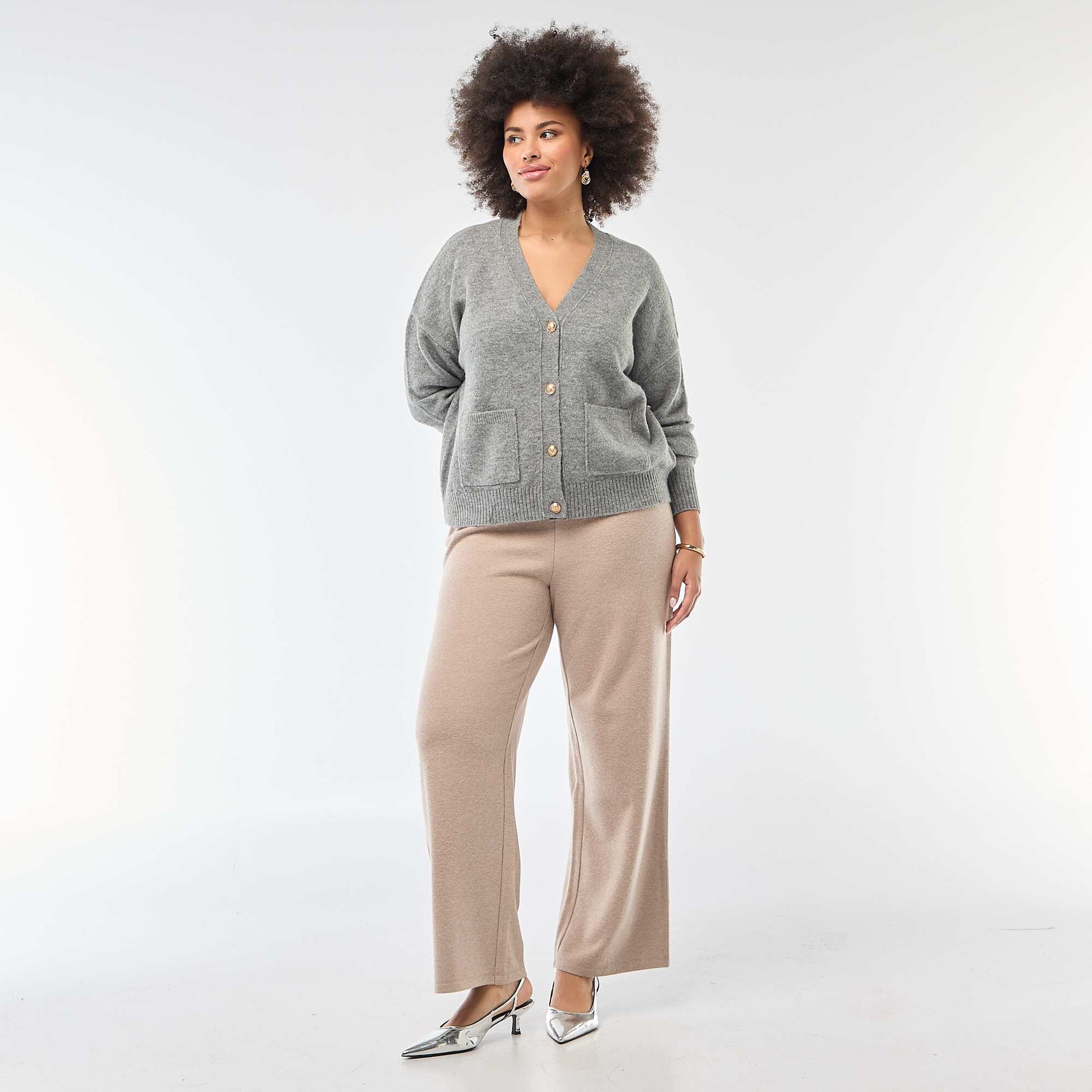 Gilet en maille grosse jauge GRIS