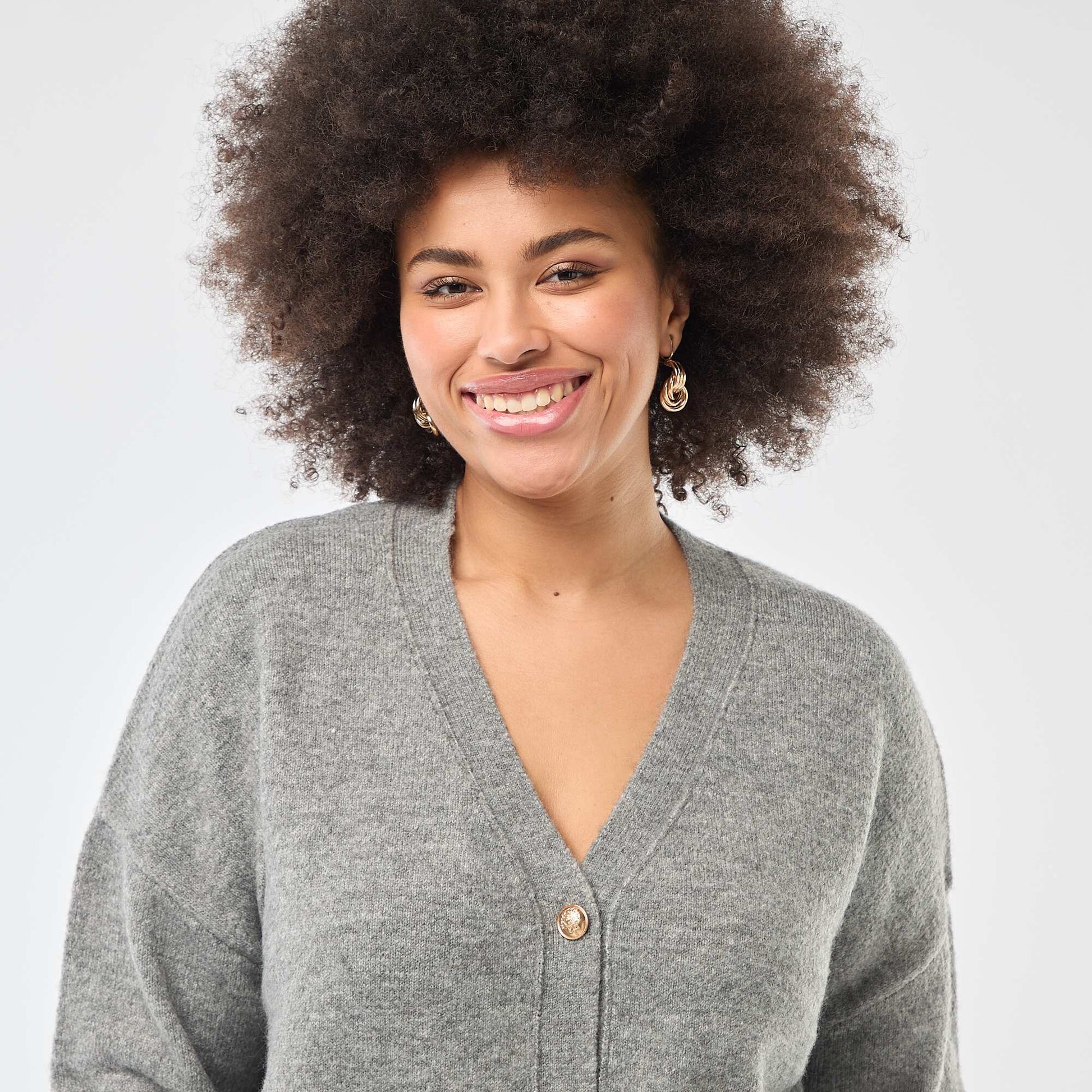 Gilet en maille grosse jauge GRIS