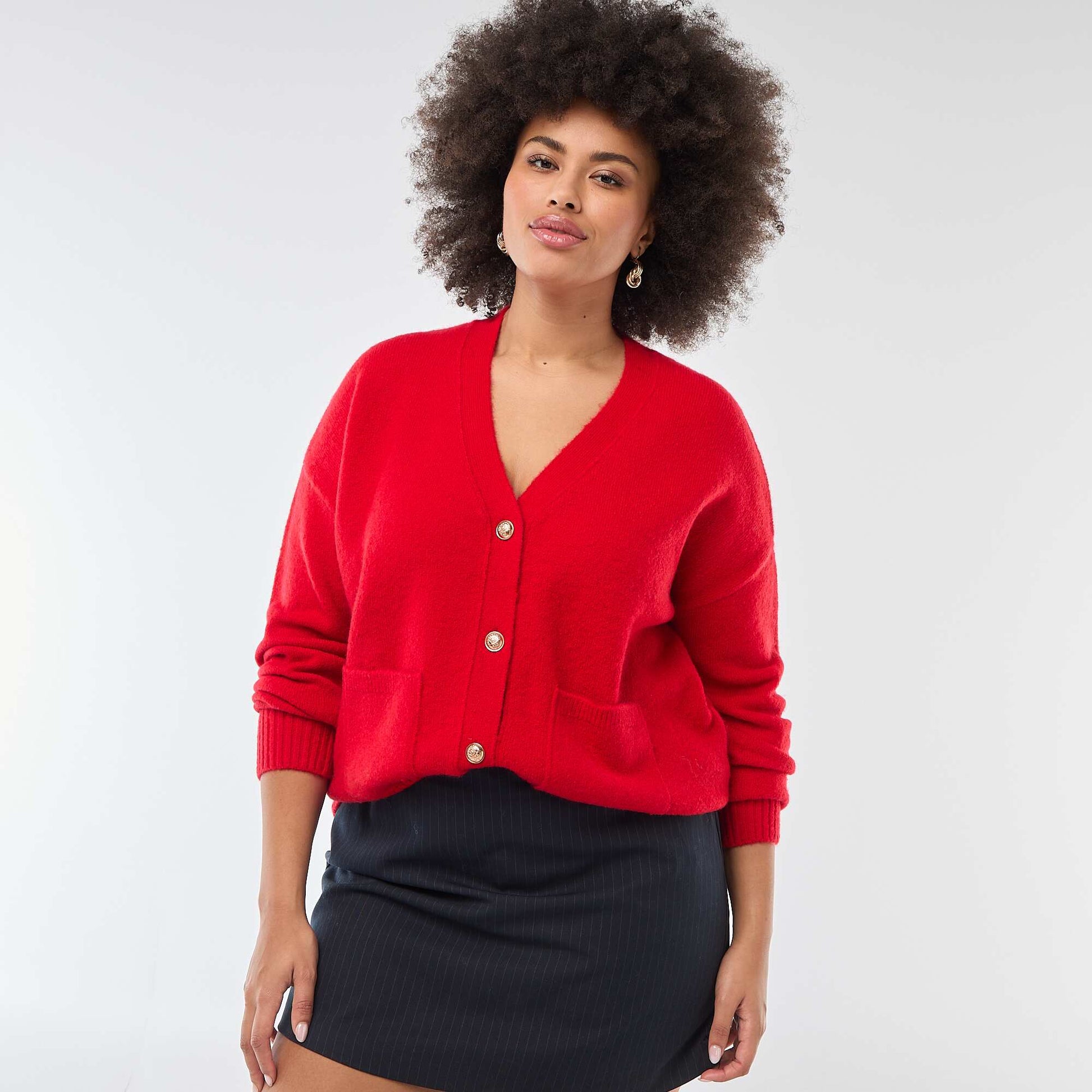 Gilet en maille grosse jauge ROUGE