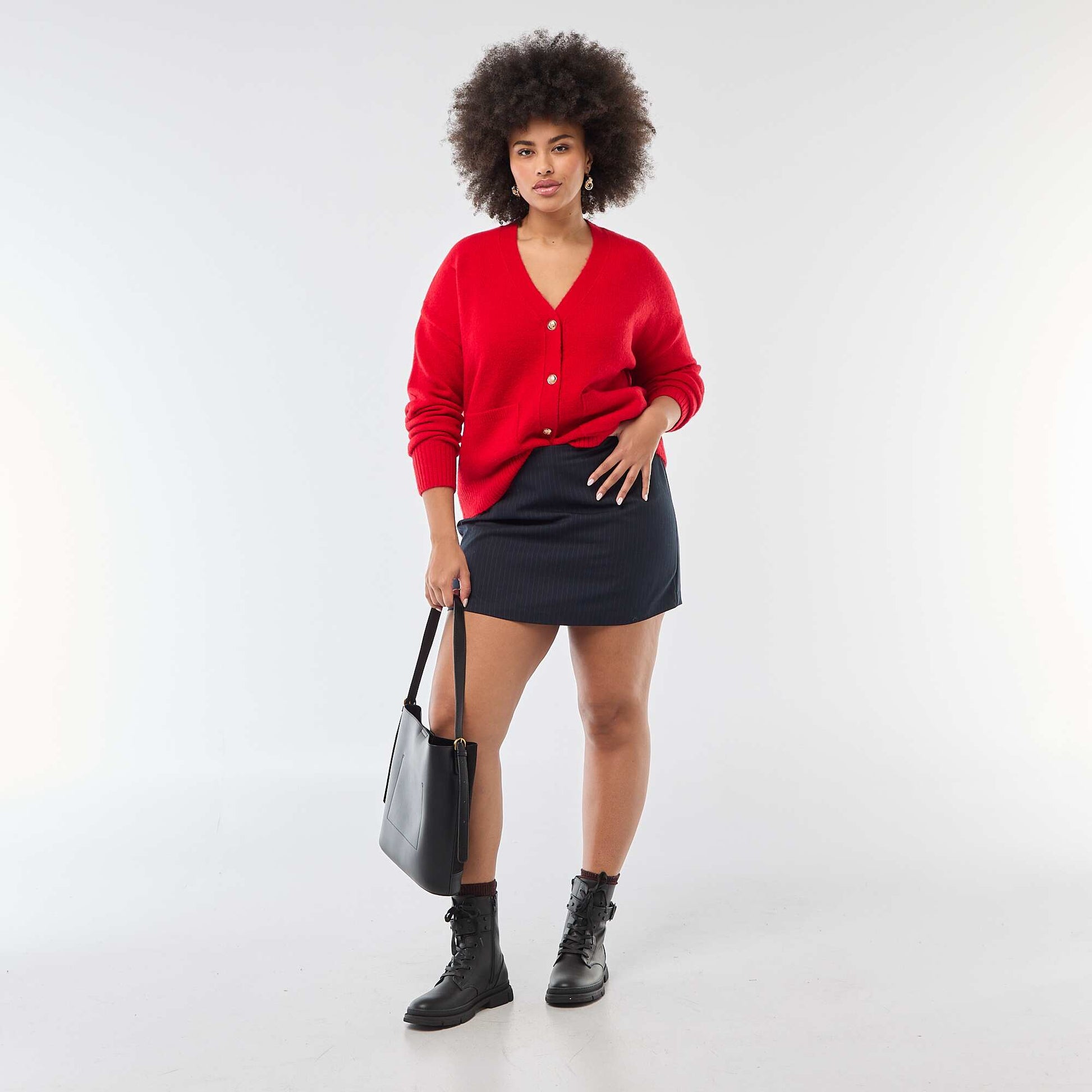 Gilet en maille grosse jauge ROUGE
