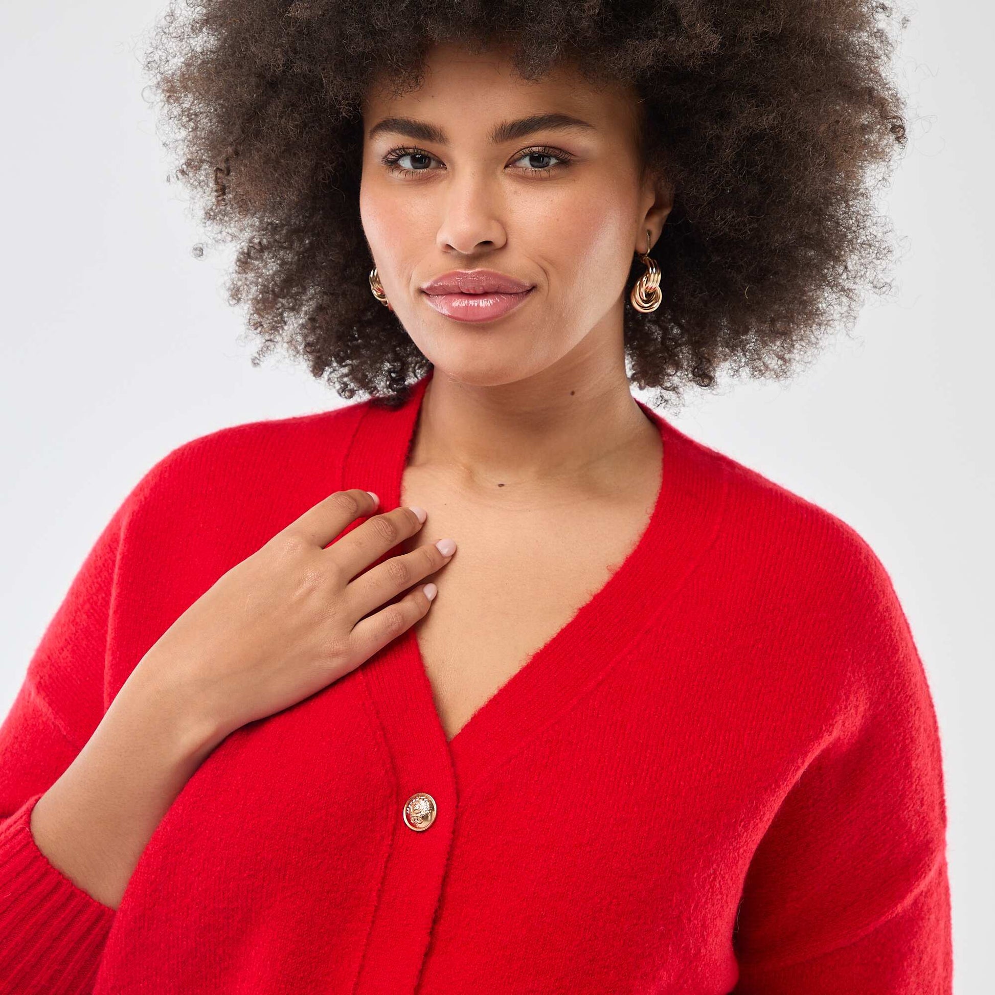 Gilet en maille grosse jauge ROUGE