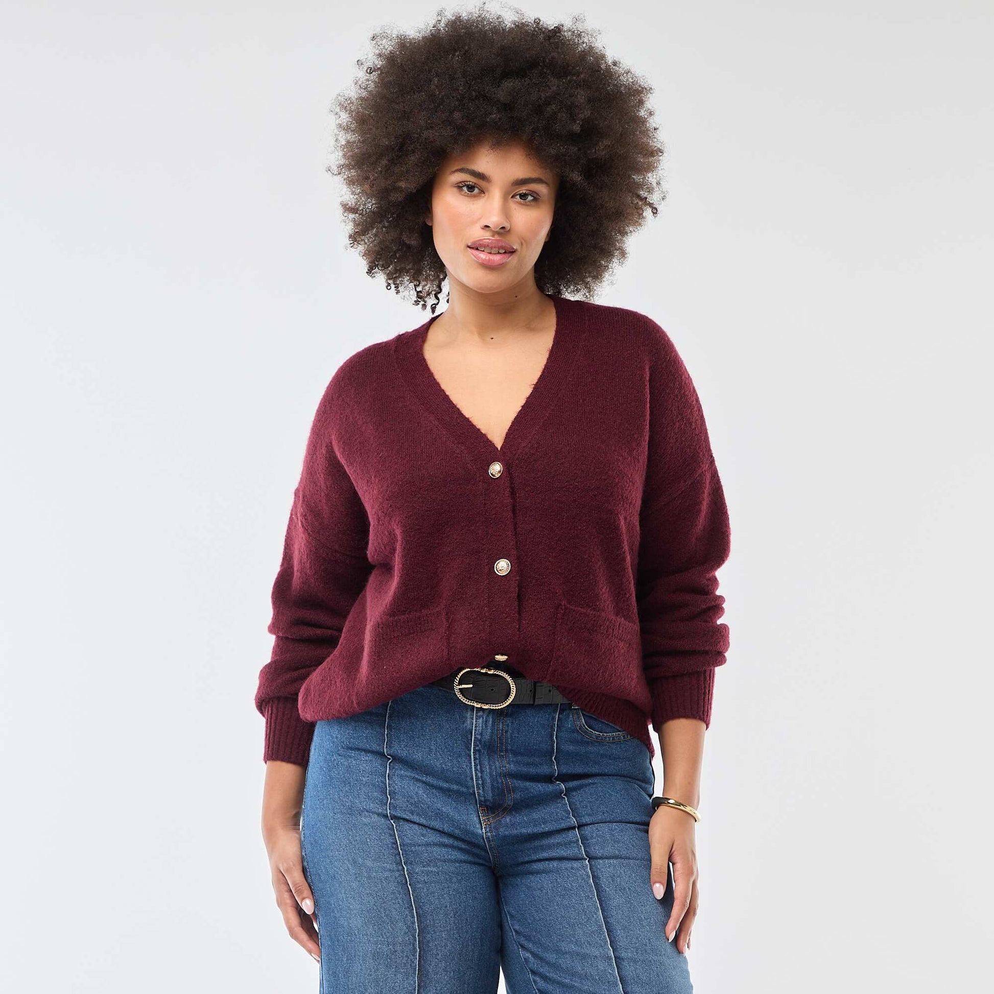 Gilet en maille grosse jauge BORDEAUX