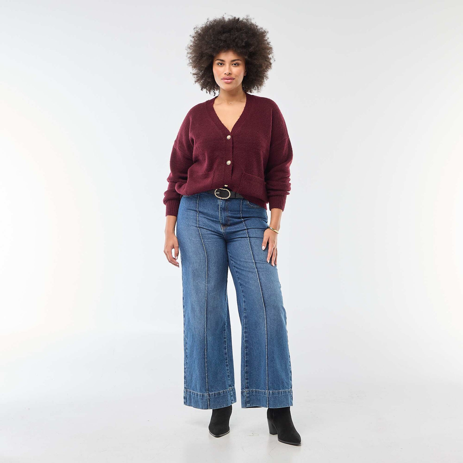 Gilet en maille grosse jauge BORDEAUX