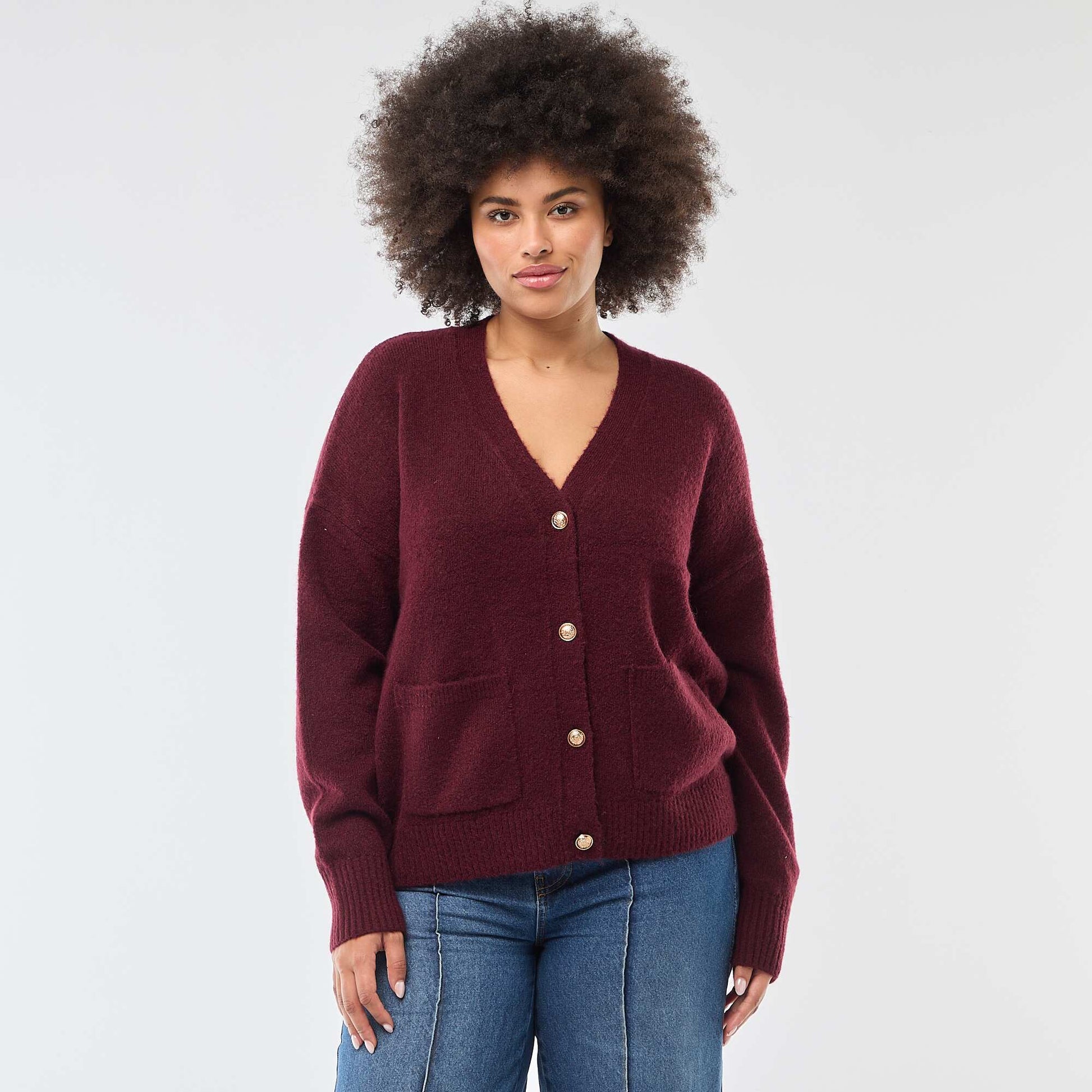 Gilet en maille grosse jauge BORDEAUX