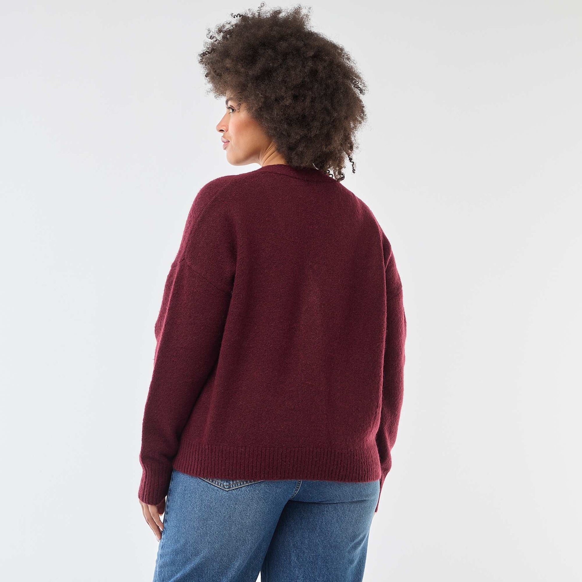 Gilet en maille grosse jauge BORDEAUX