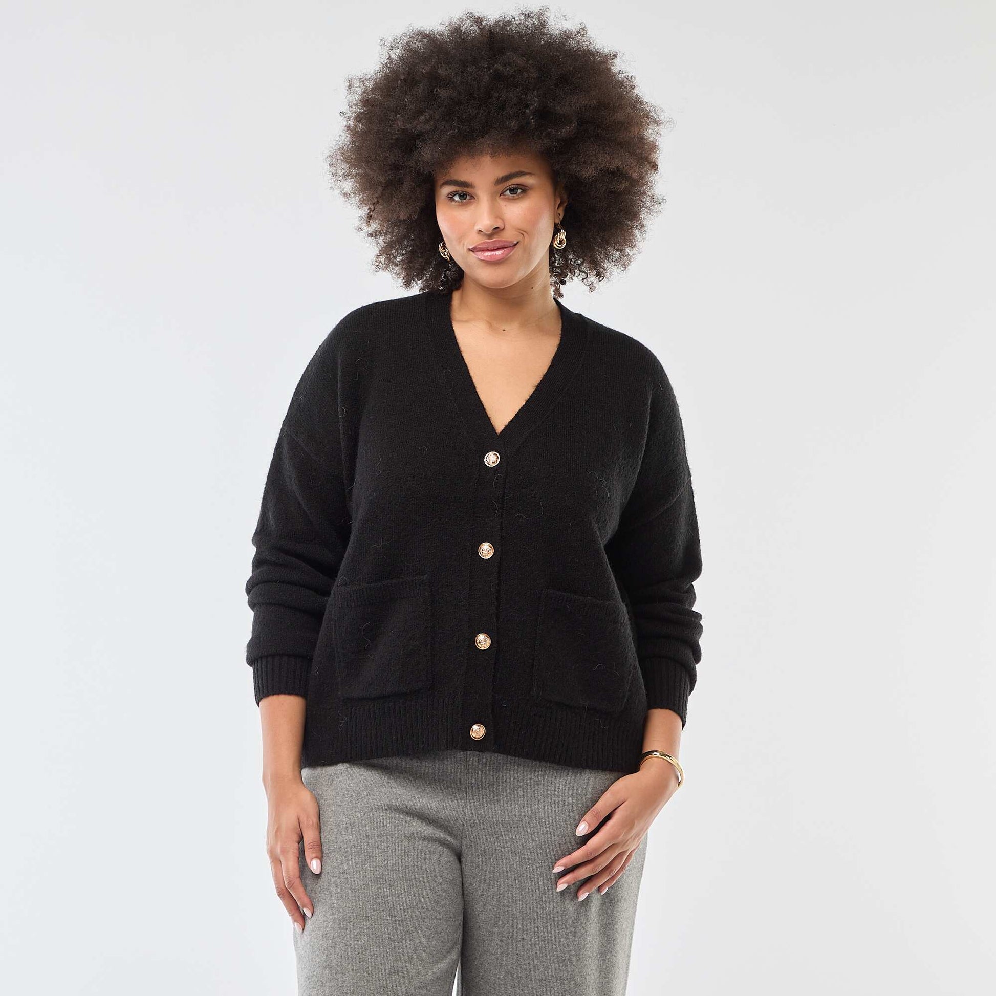 Gilet en maille grosse jauge NOIR