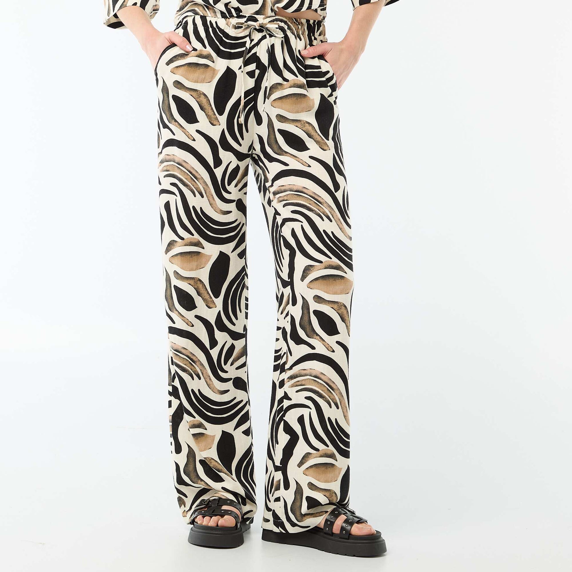 Pantalon en lin avec 2 poches NOIR