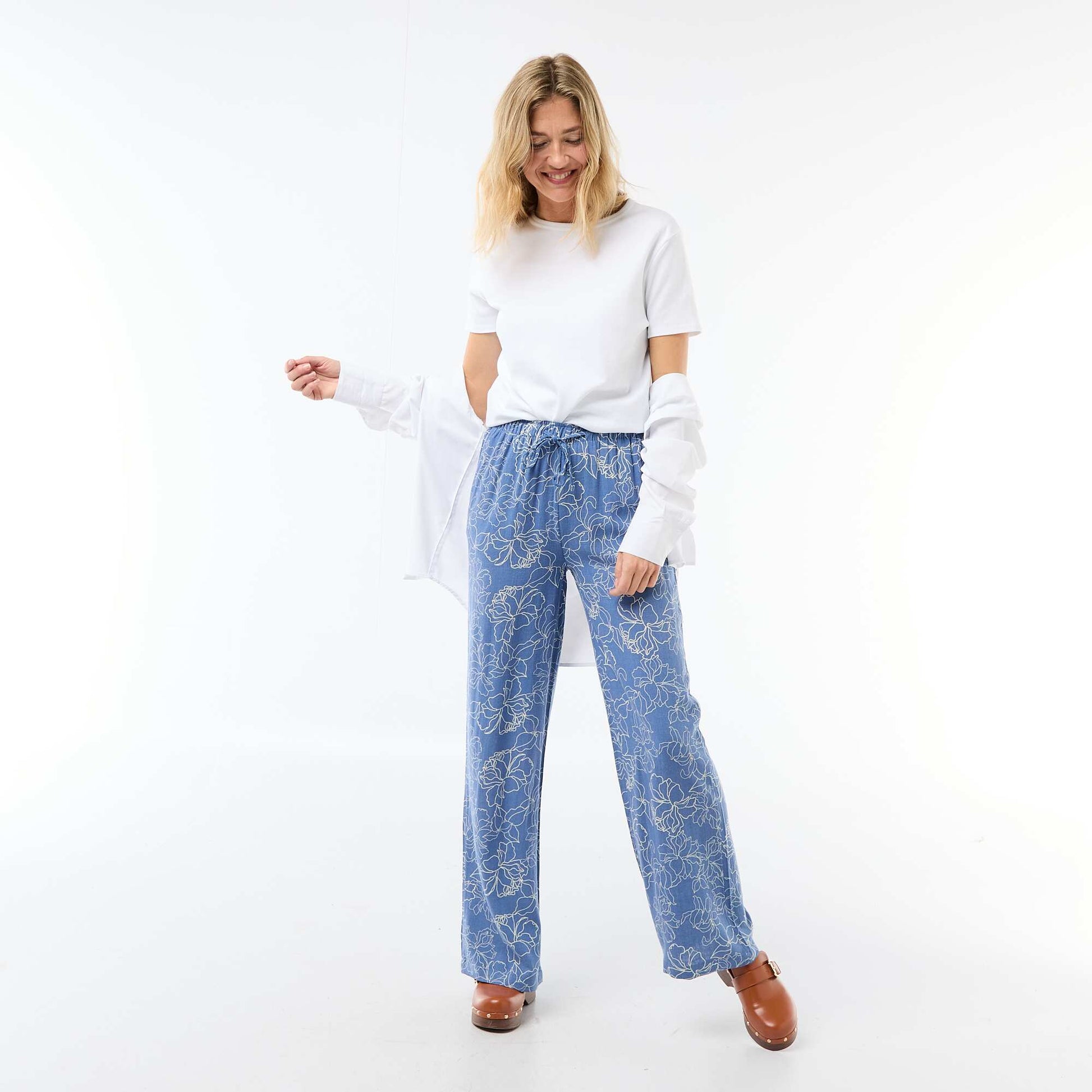 Pantalon en lin avec 2 poches BLEU