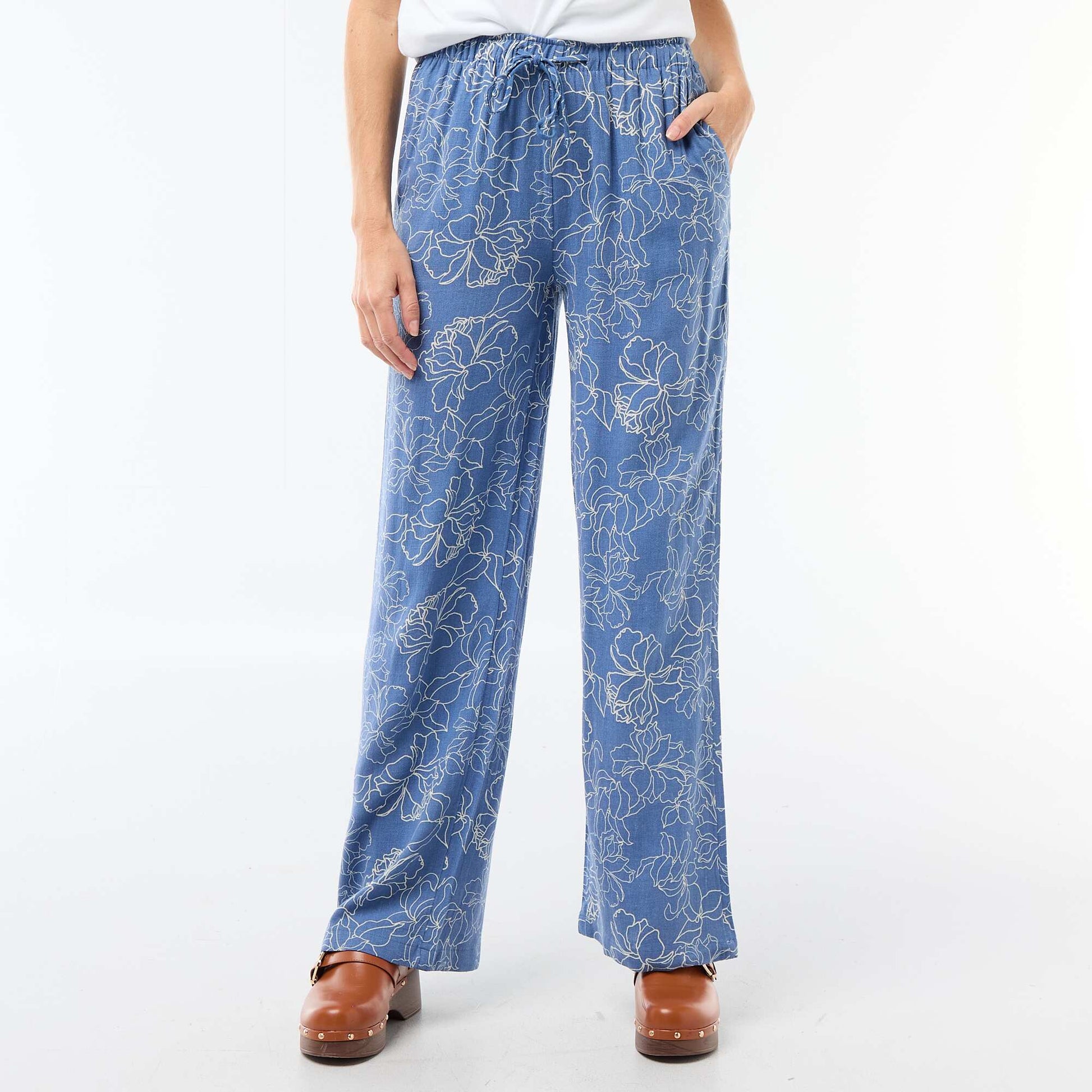 Pantalon en lin avec 2 poches BLEU