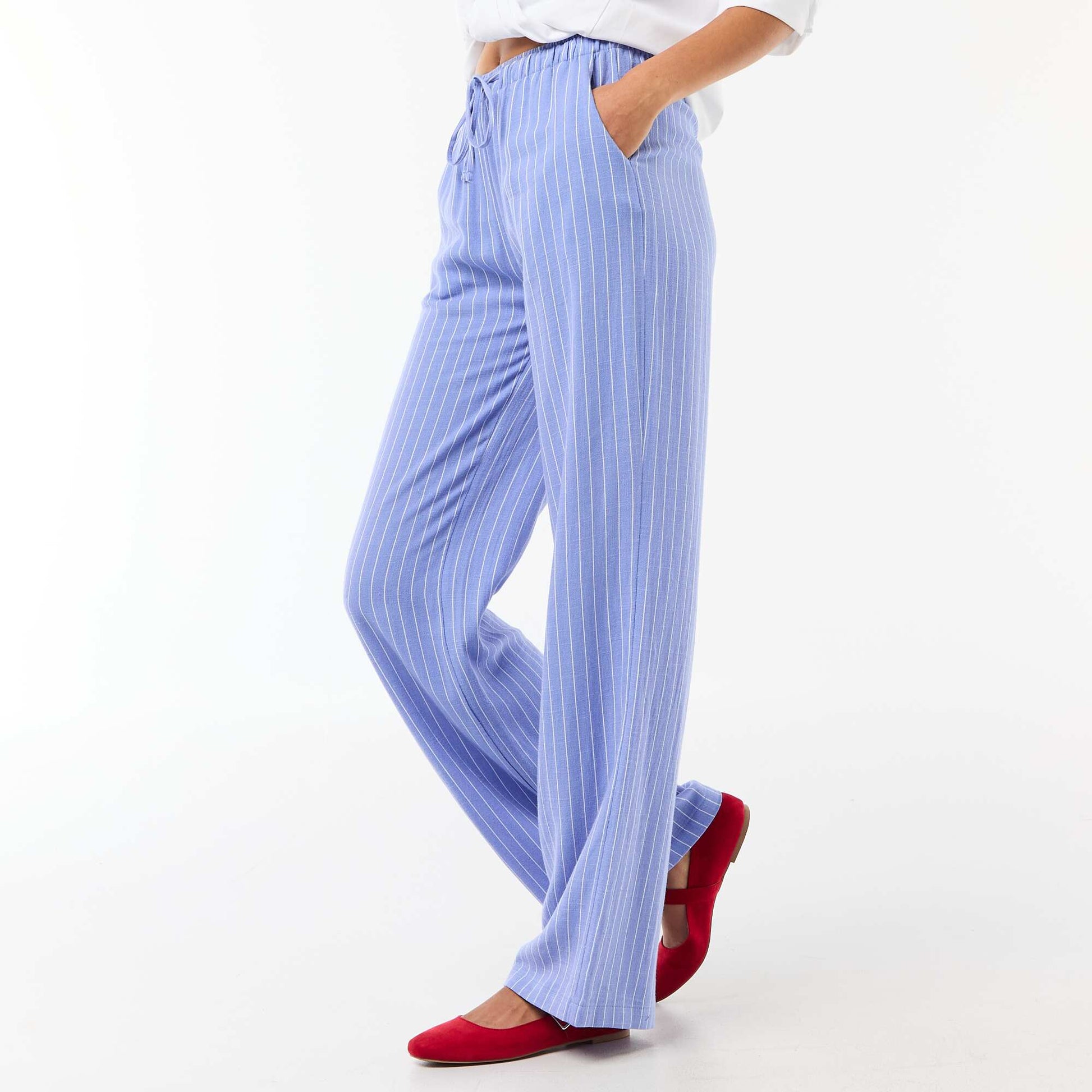 Pantalon en lin avec 2 poches BLEU