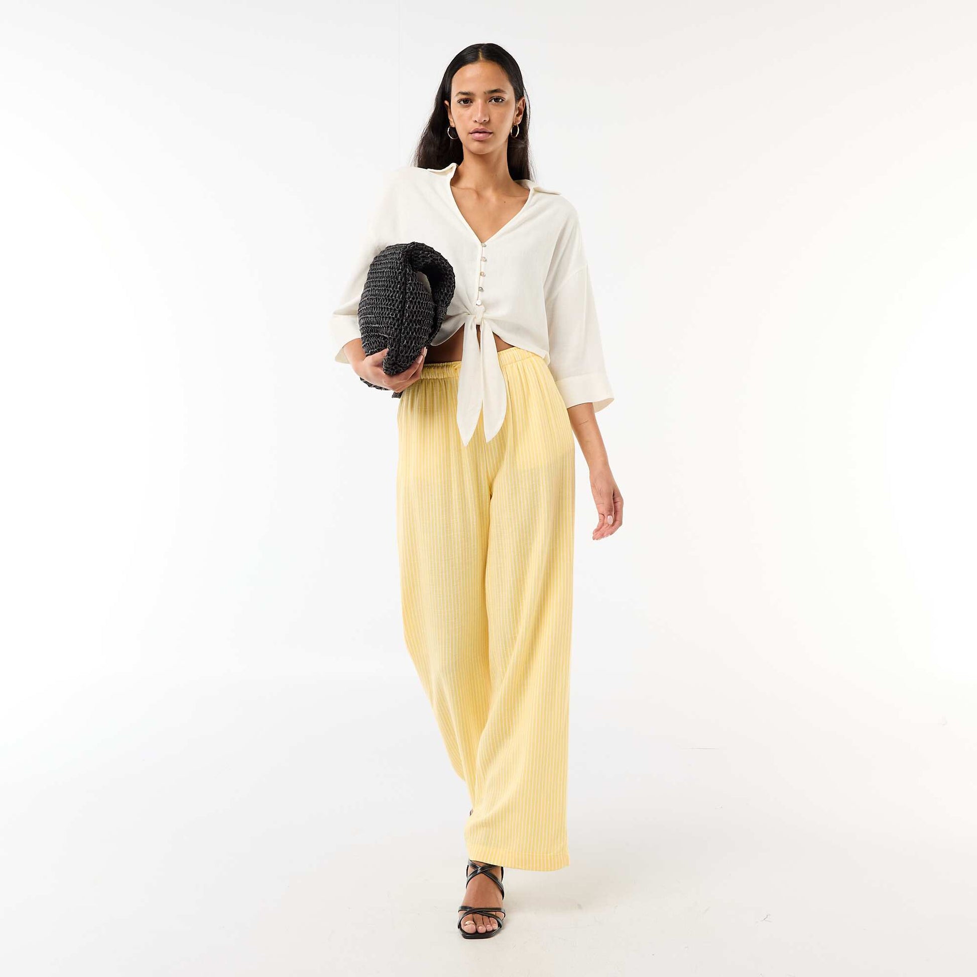 Pantalon en lin avec 2 poches JAUNE