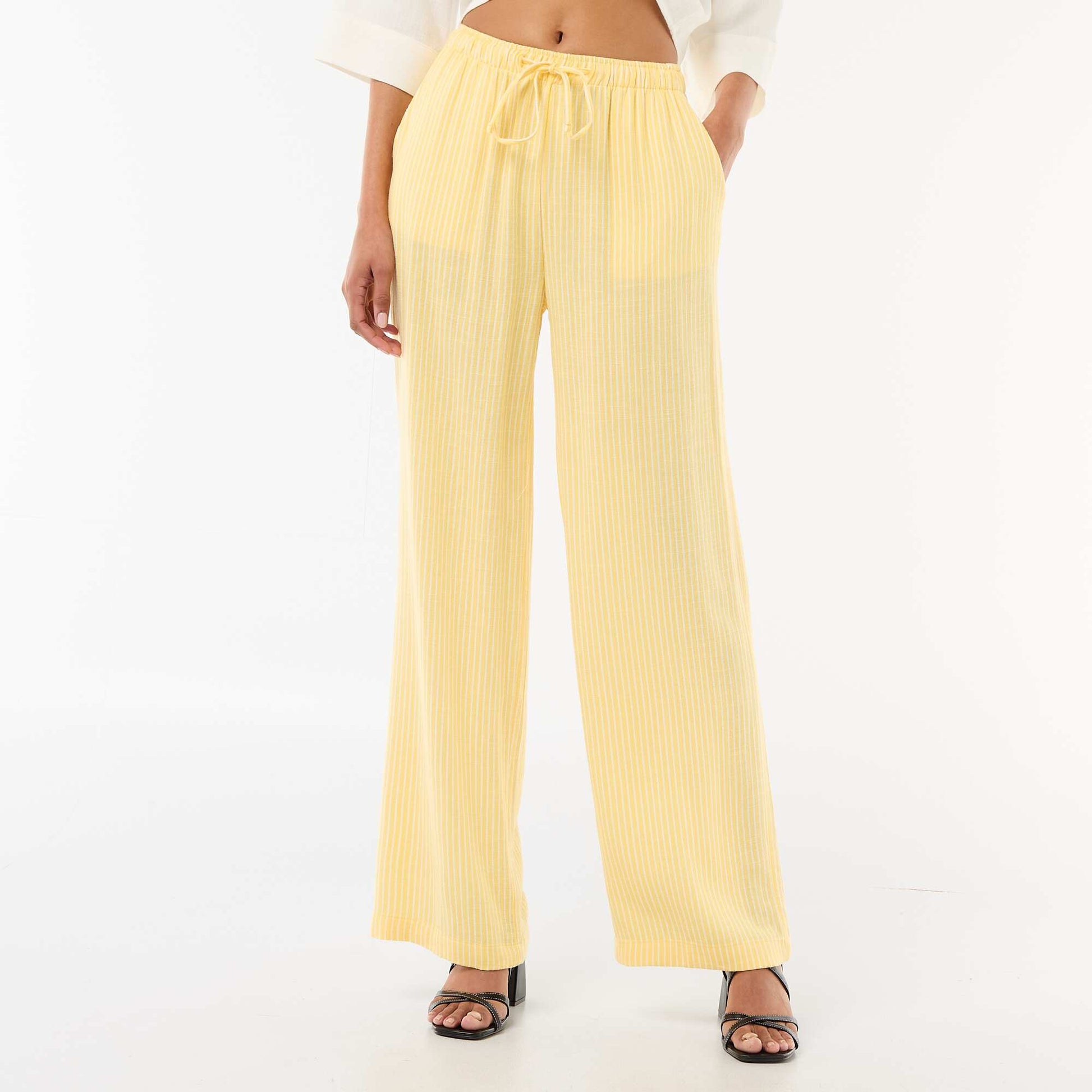 Pantalon en lin avec 2 poches JAUNE