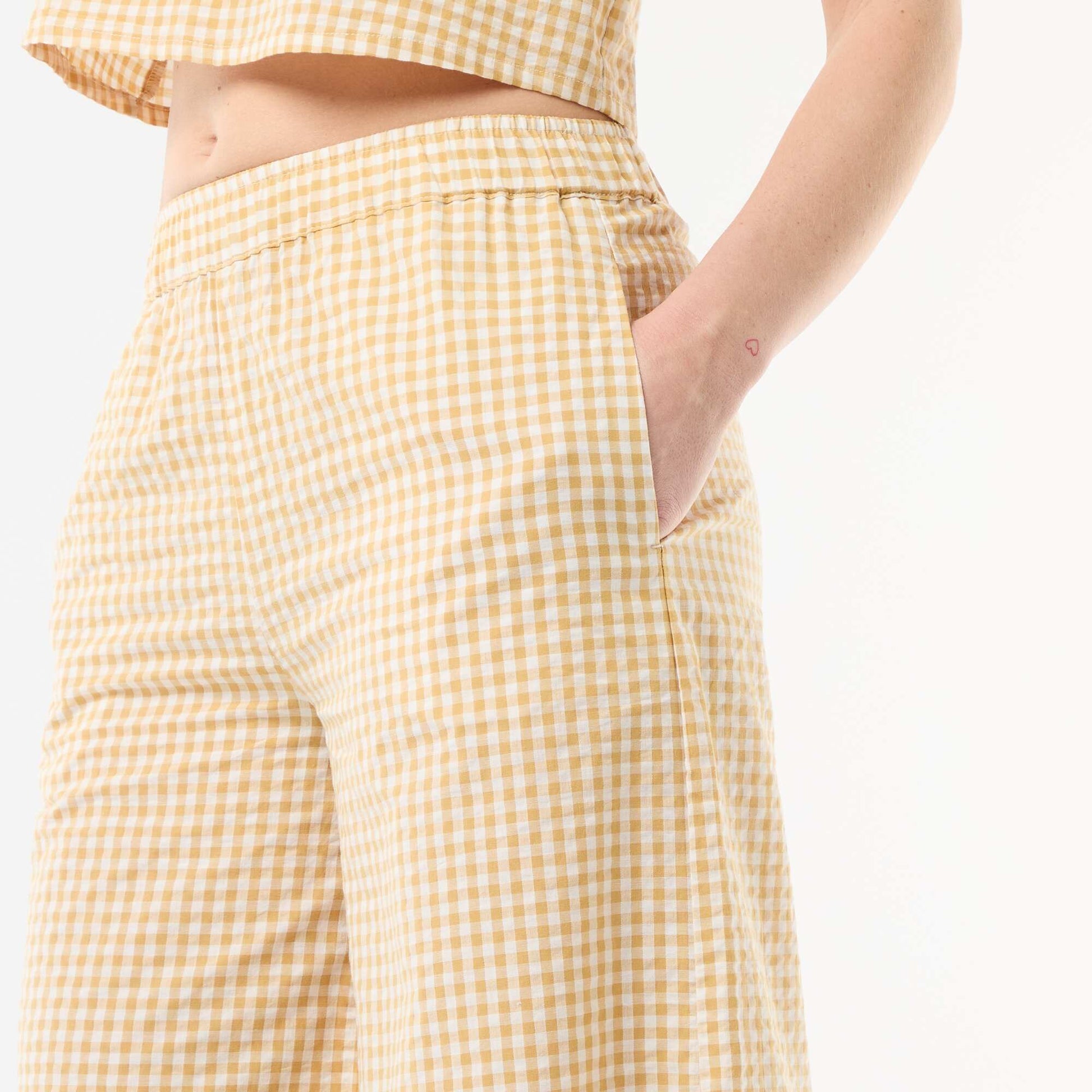 Pantalon large à motif Vichy BEIGE