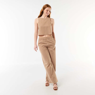 Pantalon large à motif Vichy ROSE