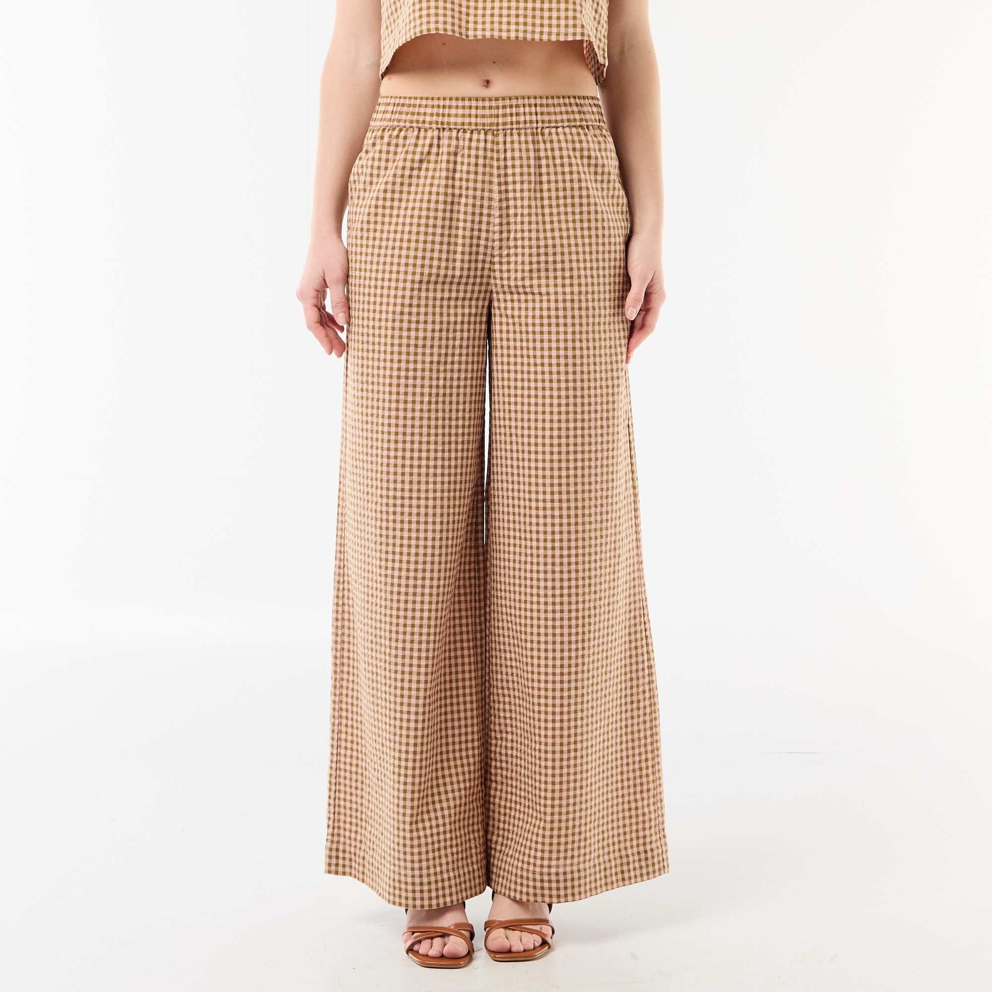 Pantalon large à motif Vichy ROSE