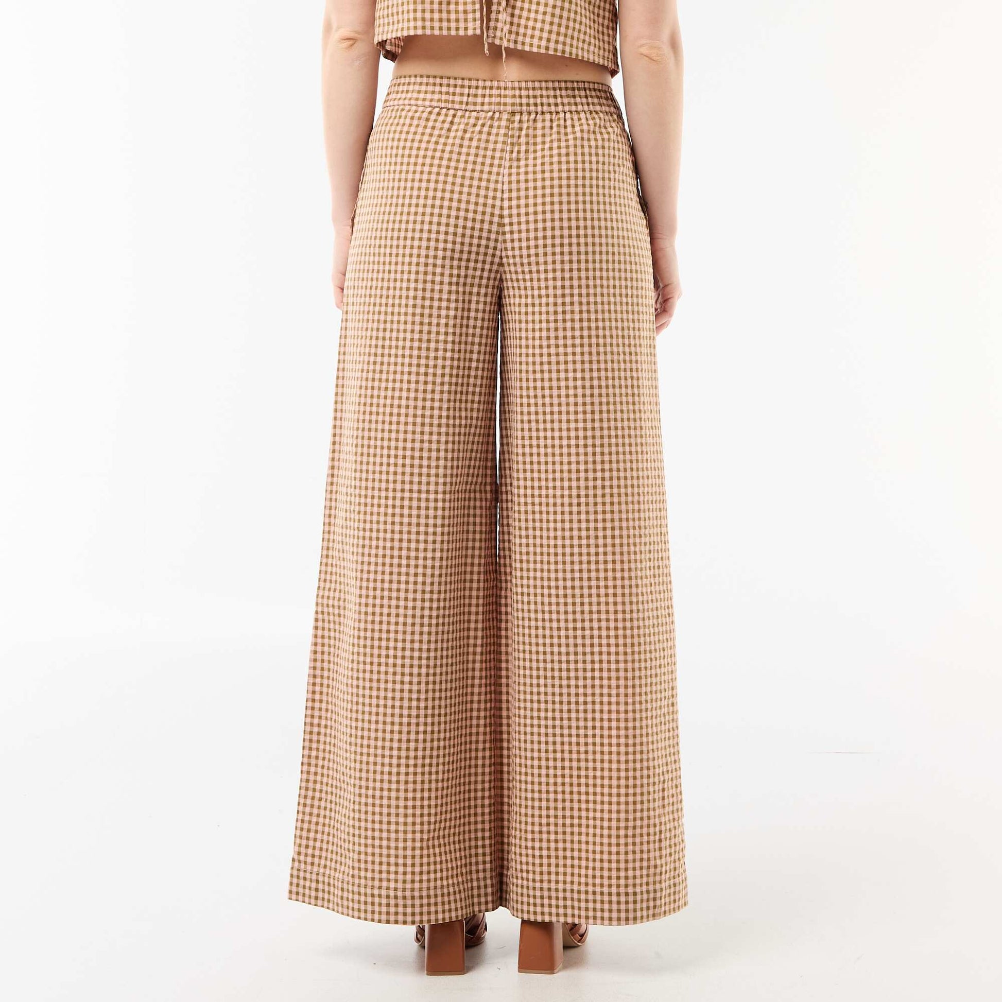 Pantalon large à motif Vichy ROSE