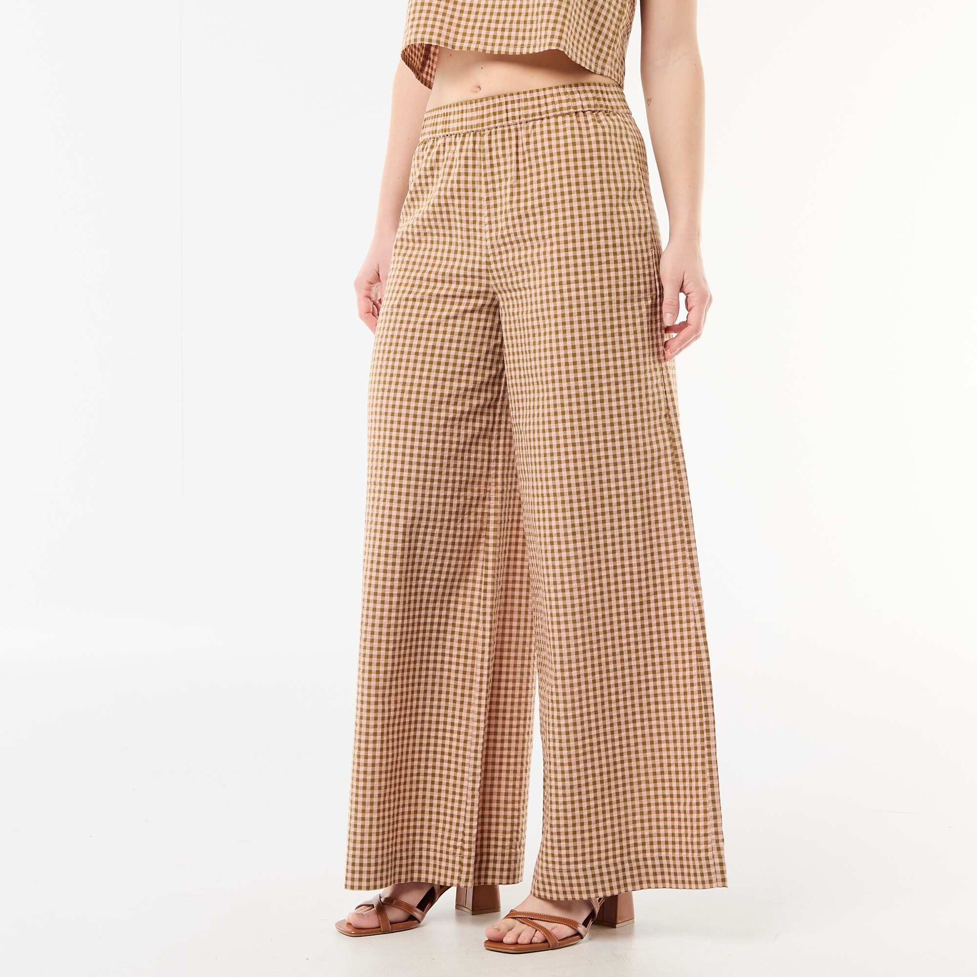 Pantalon large à motif Vichy ROSE